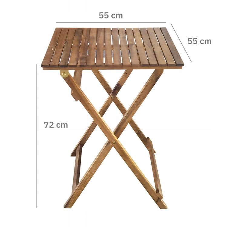 Zestaw mebli ogrodowych z drewna akacjowego – stolik i 2 krzesła