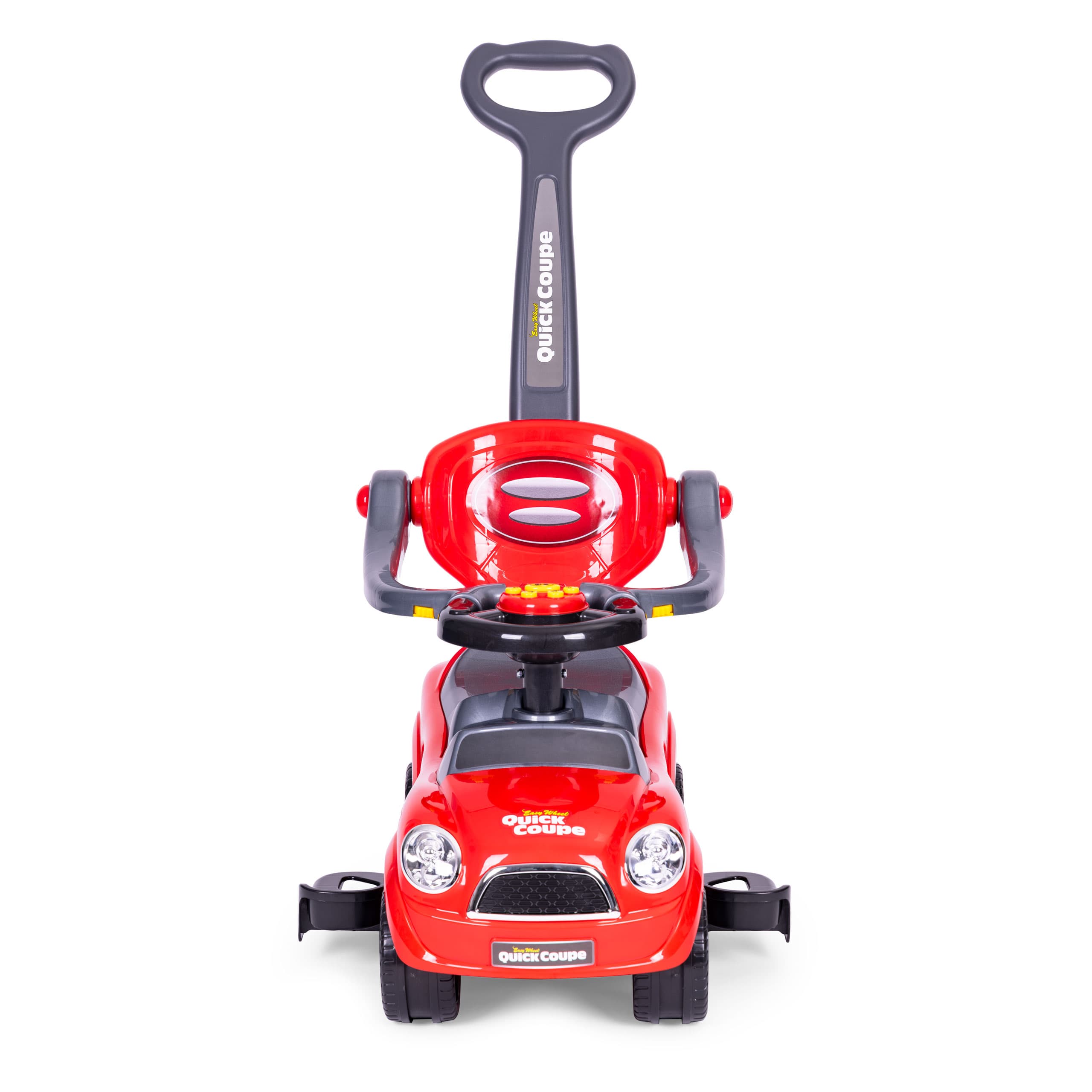 Jeździk autko chodzik pchacz skrętne koła rączka dźwięki - czerwone