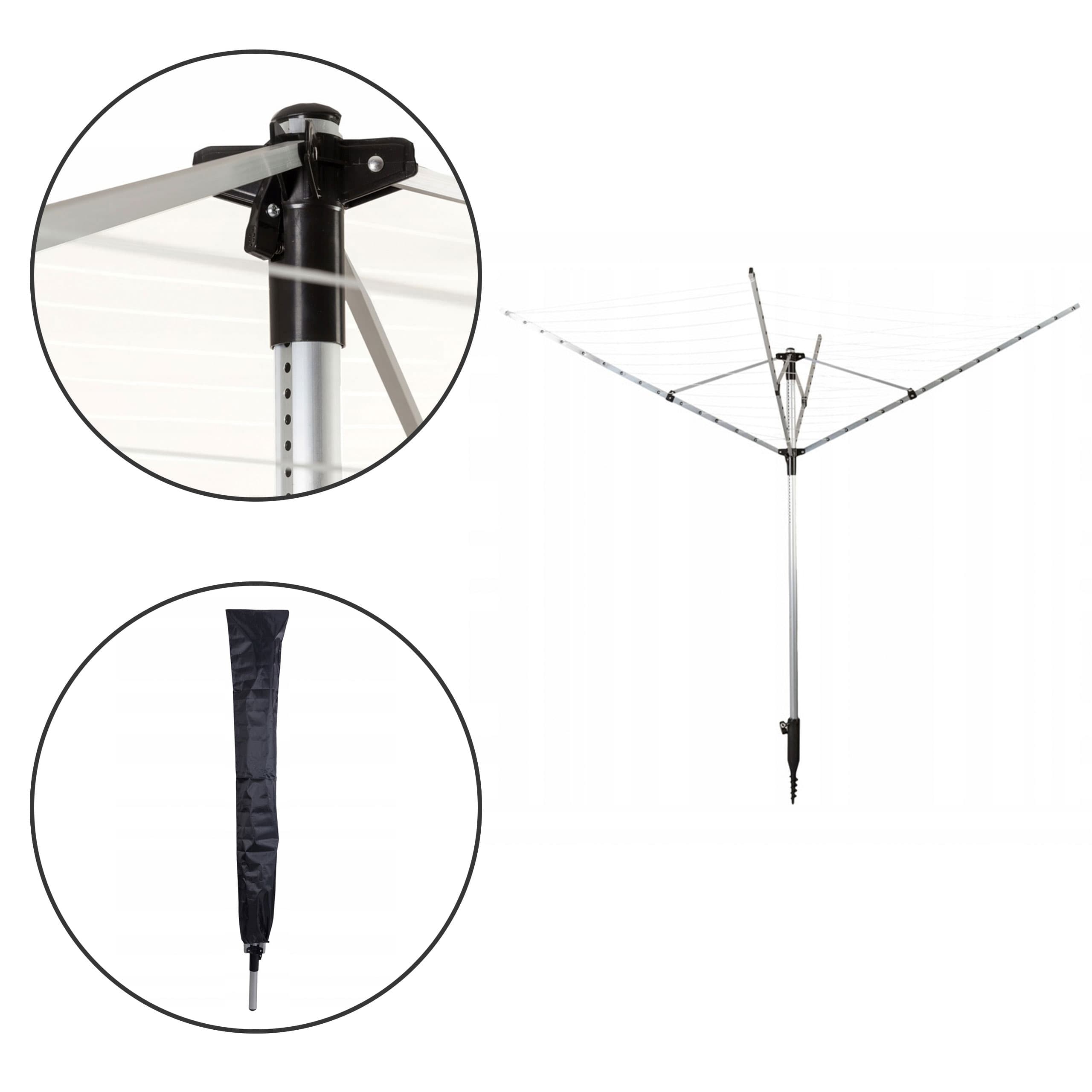 Suszarka ogrodowa na pranie 60 m powierzchni suszenia świder do montażu + pokrowiec gratis ModernHome