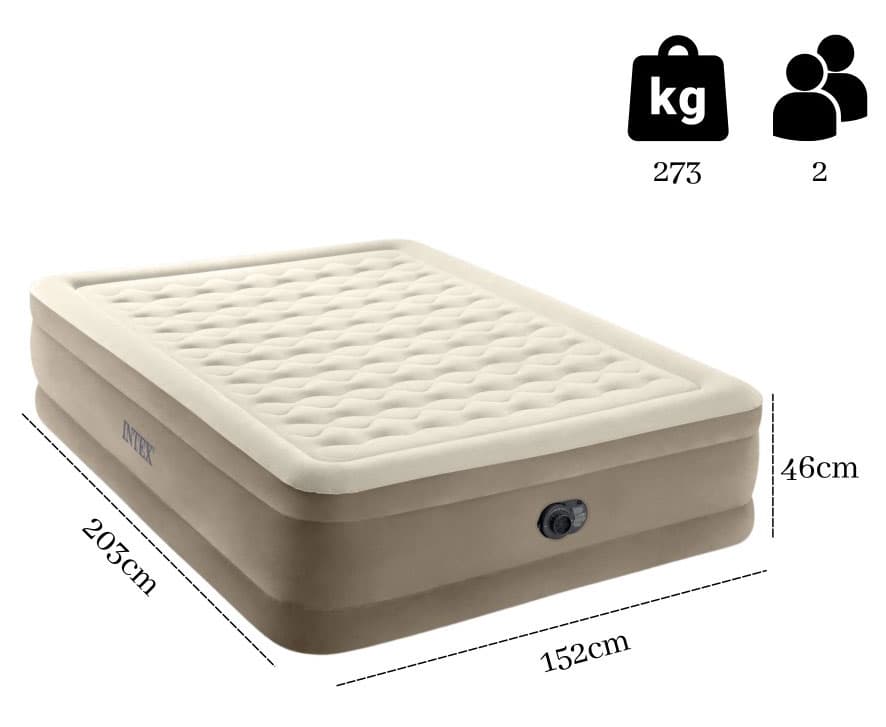 Materac dmuchany dwuosobowy 203x152 cm z wbudowaną pomką INTEX 64428