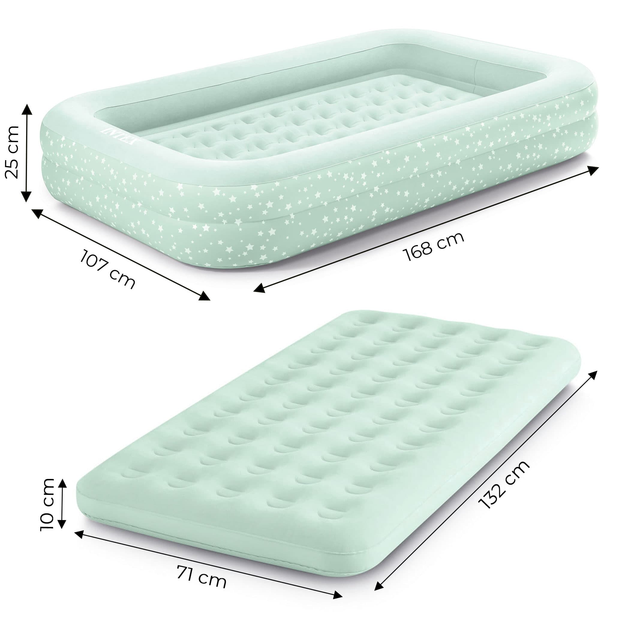 Materac dmuchany z bandami głębokie łóżko dla dziecka + pompka INTEX 66810