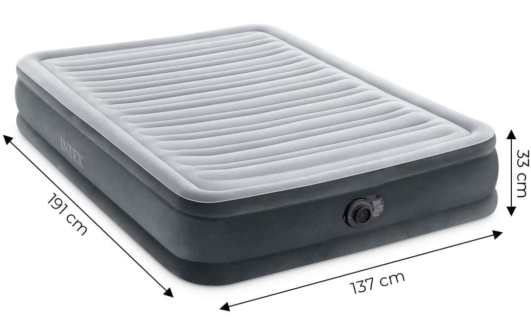 Materac łóżko do spania dwuosobowy z pompką automatyczną 191x137 cm INTEX 67768