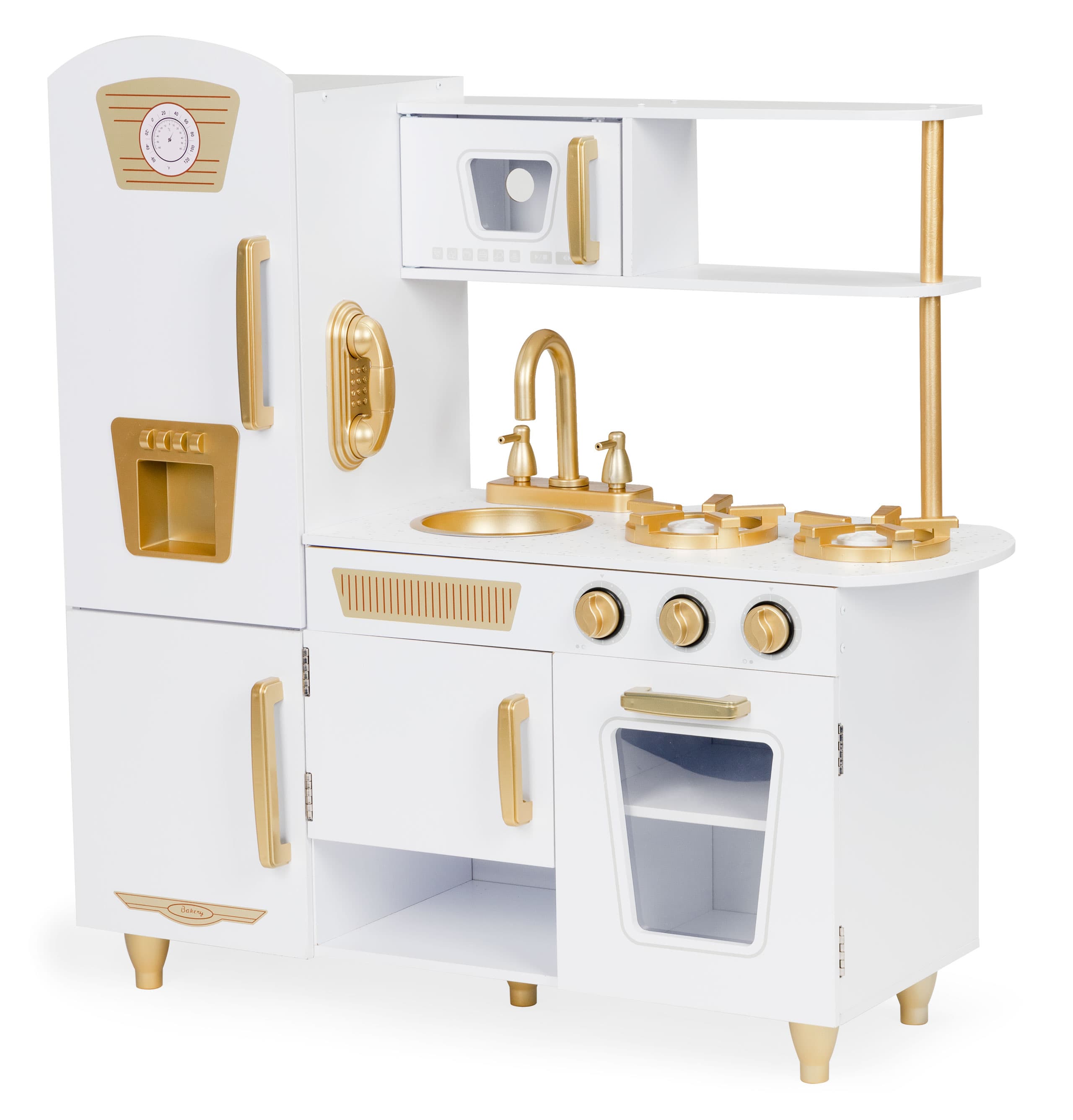 Kuchnia dla dzieci drewniana duża biało-złota ECOTOYS