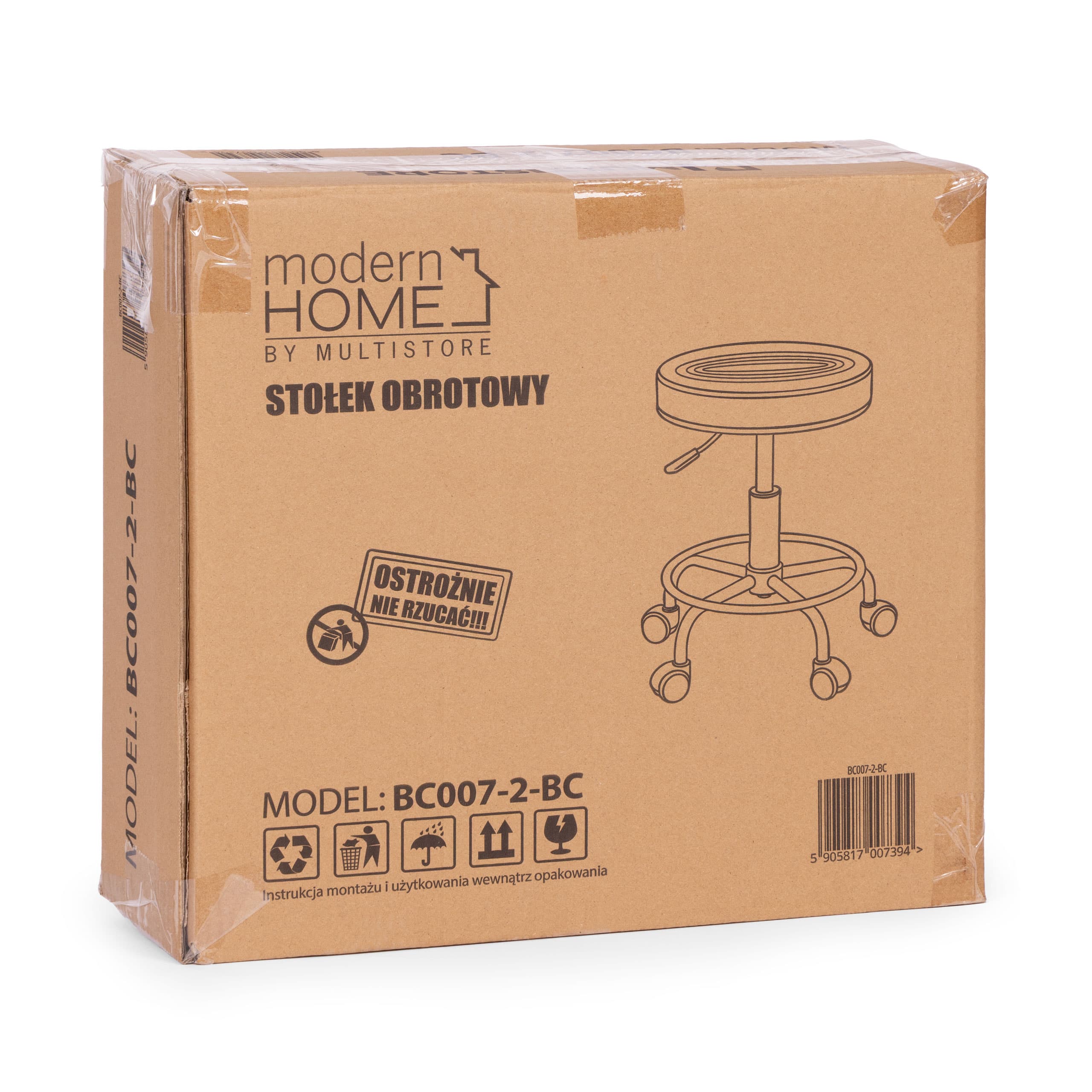 Stołek obrotowy taboret kosmetyczny medyczny fotel regulowany czarny ModernHome