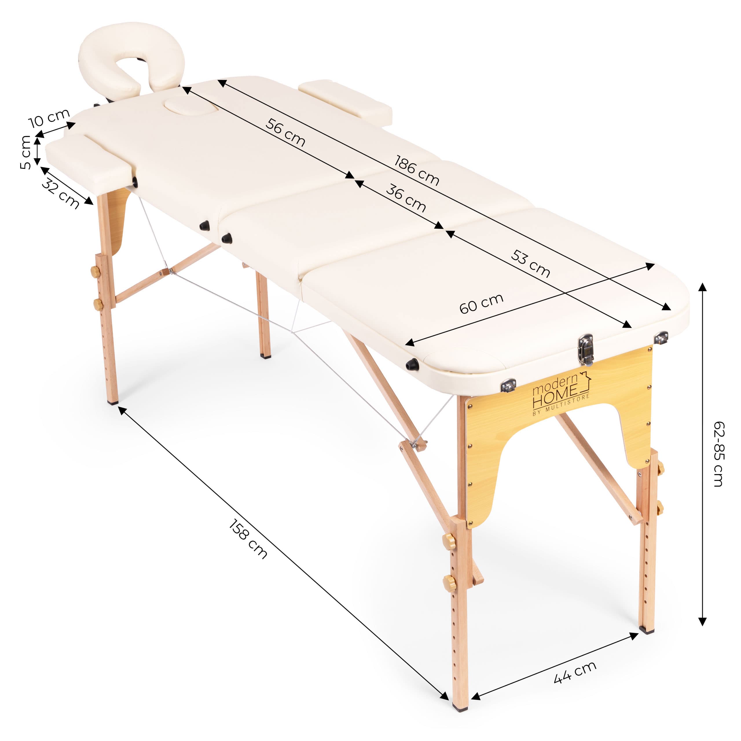 Drewniany stół do masażu i rehabilitacji 3-segmentowy składany w walizkę + torba ModernHome