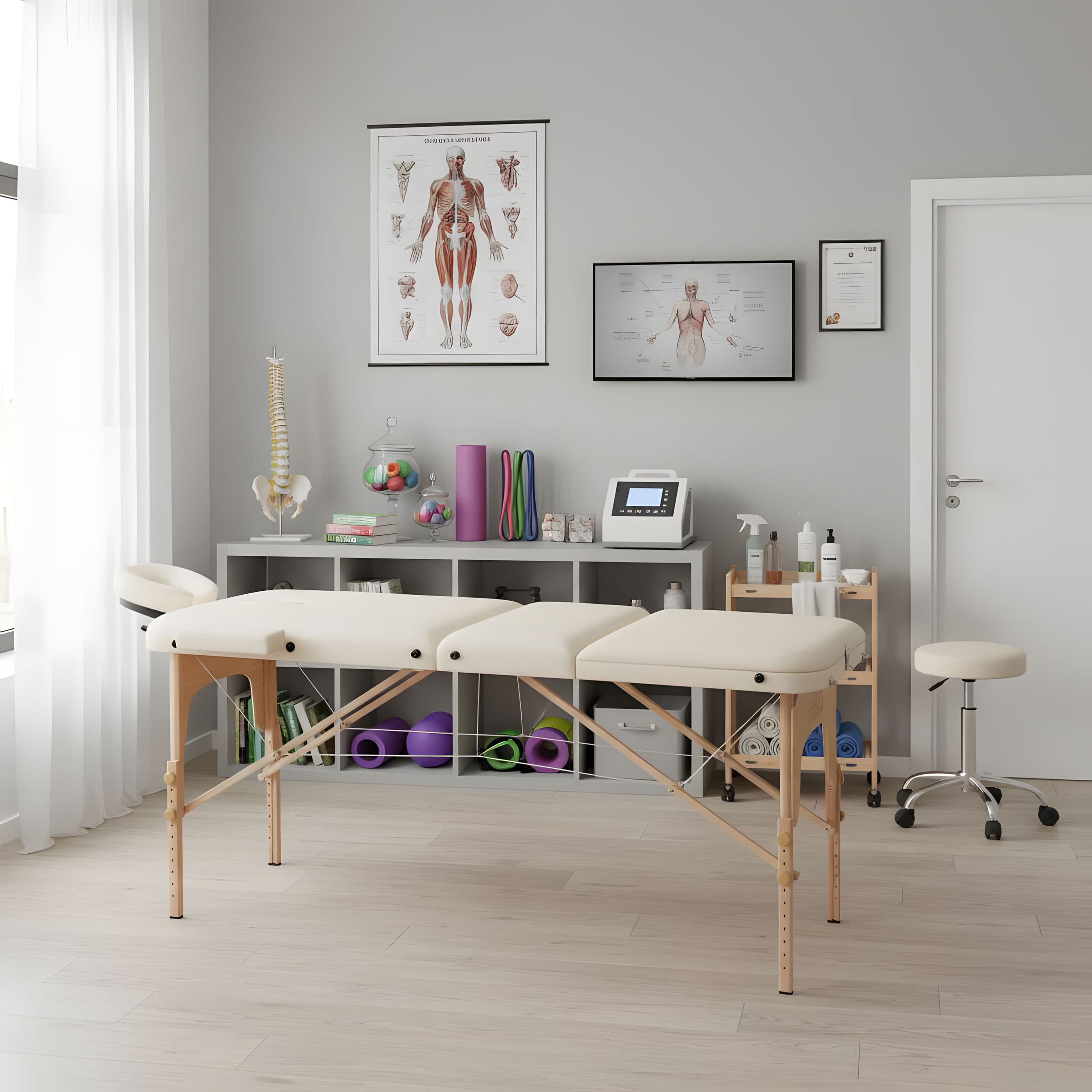 Drewniany stół do masażu i rehabilitacji 3-segmentowy składany w walizkę + torba ModernHome