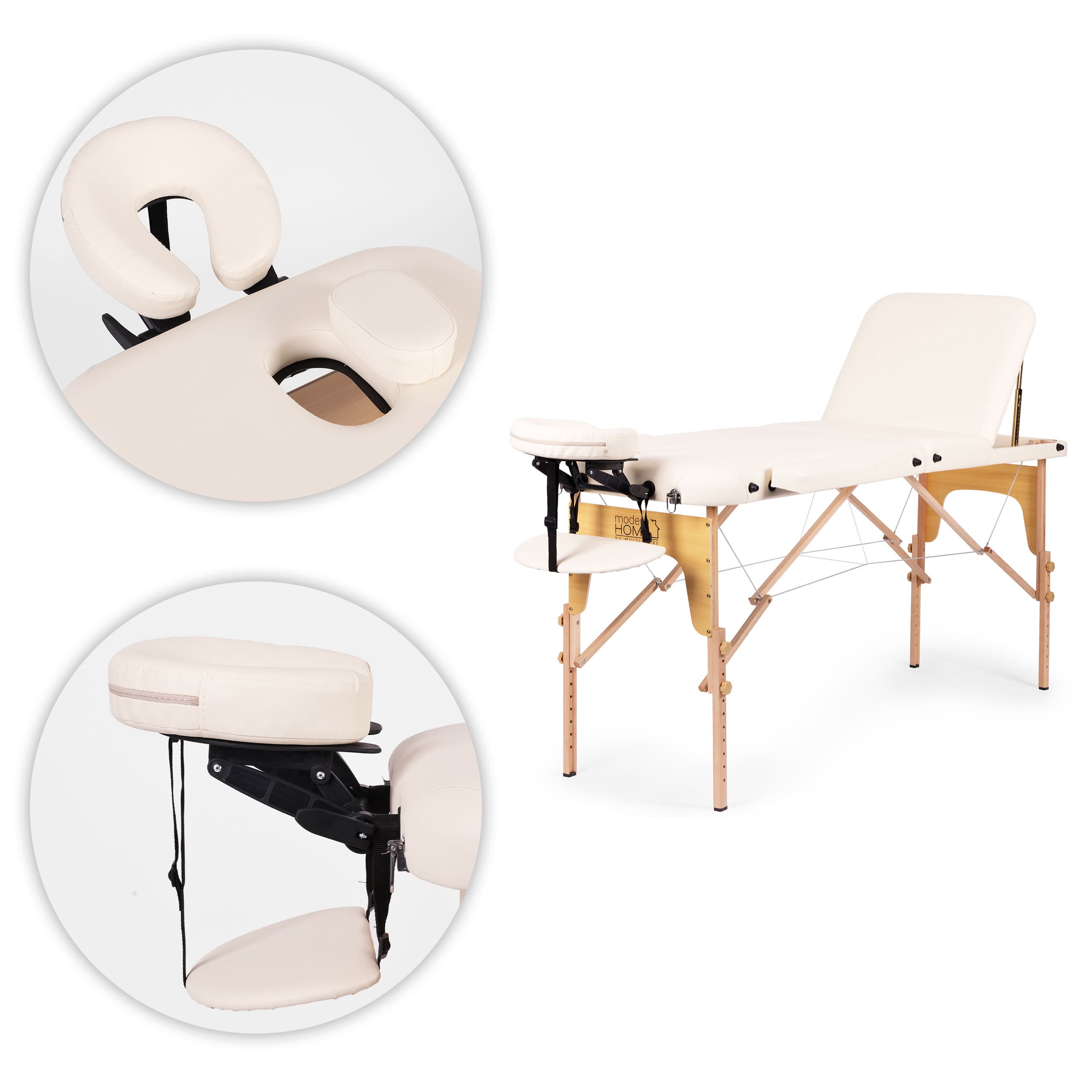 Drewniany stół do masażu i rehabilitacji 3-segmentowy składany w walizkę + torba ModernHome