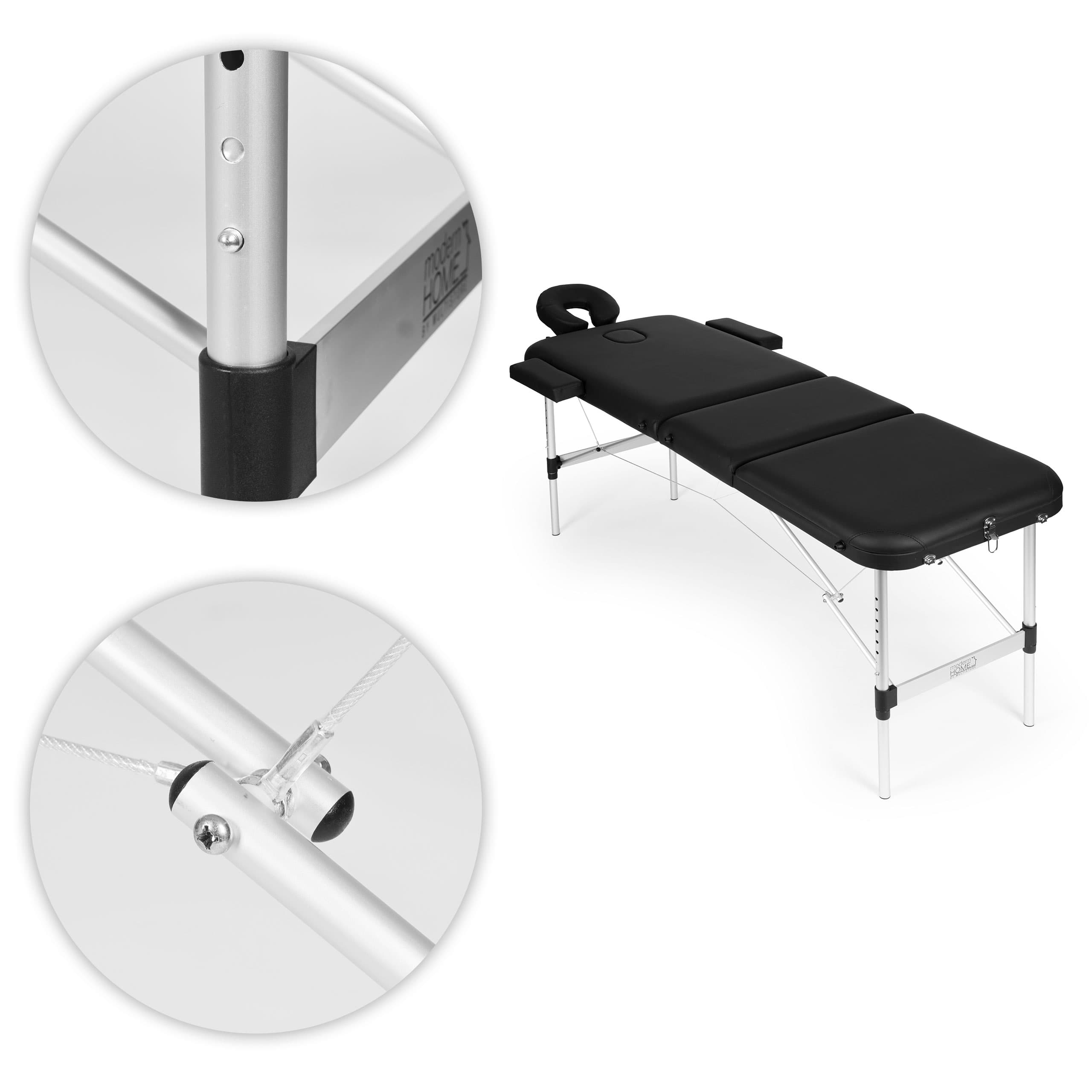 Aluminiowy stół do masażu i rehabilitacji 3-segmentowy składany w walizkę + torba ModernHome