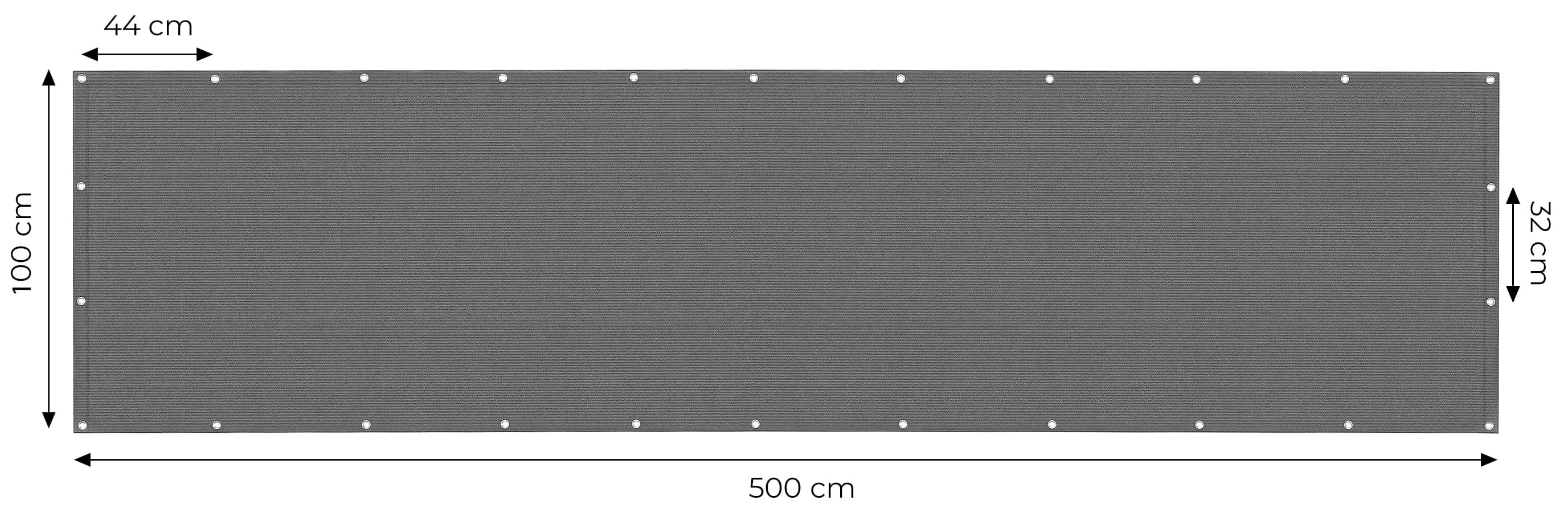 Osłona balkonowa z okuciami 100x500 cm siatka cieniująca + elementy instalacyjne szara MultiGarden