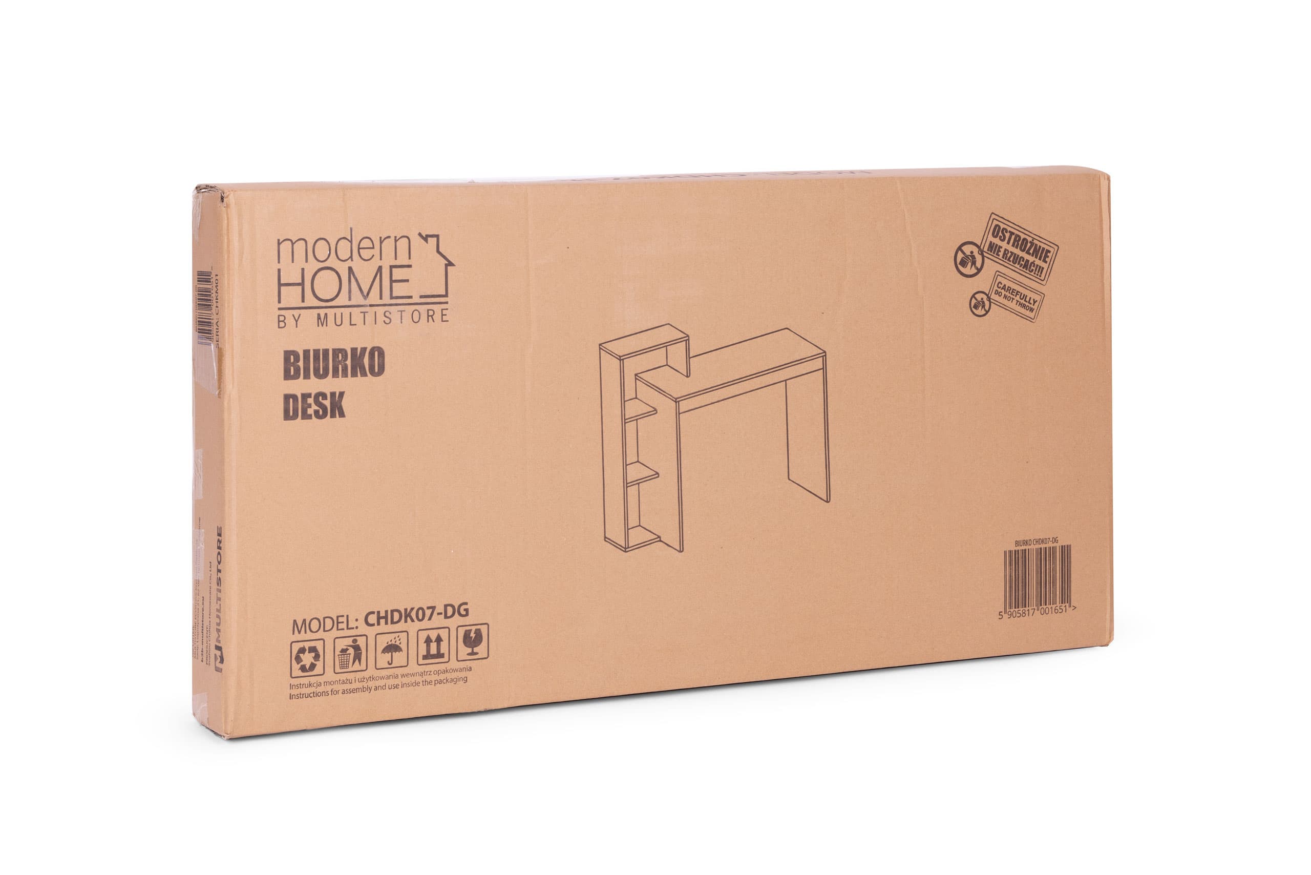 Biurko prostokątne biurowe komputerowe z regałem 4 półki ModernHome