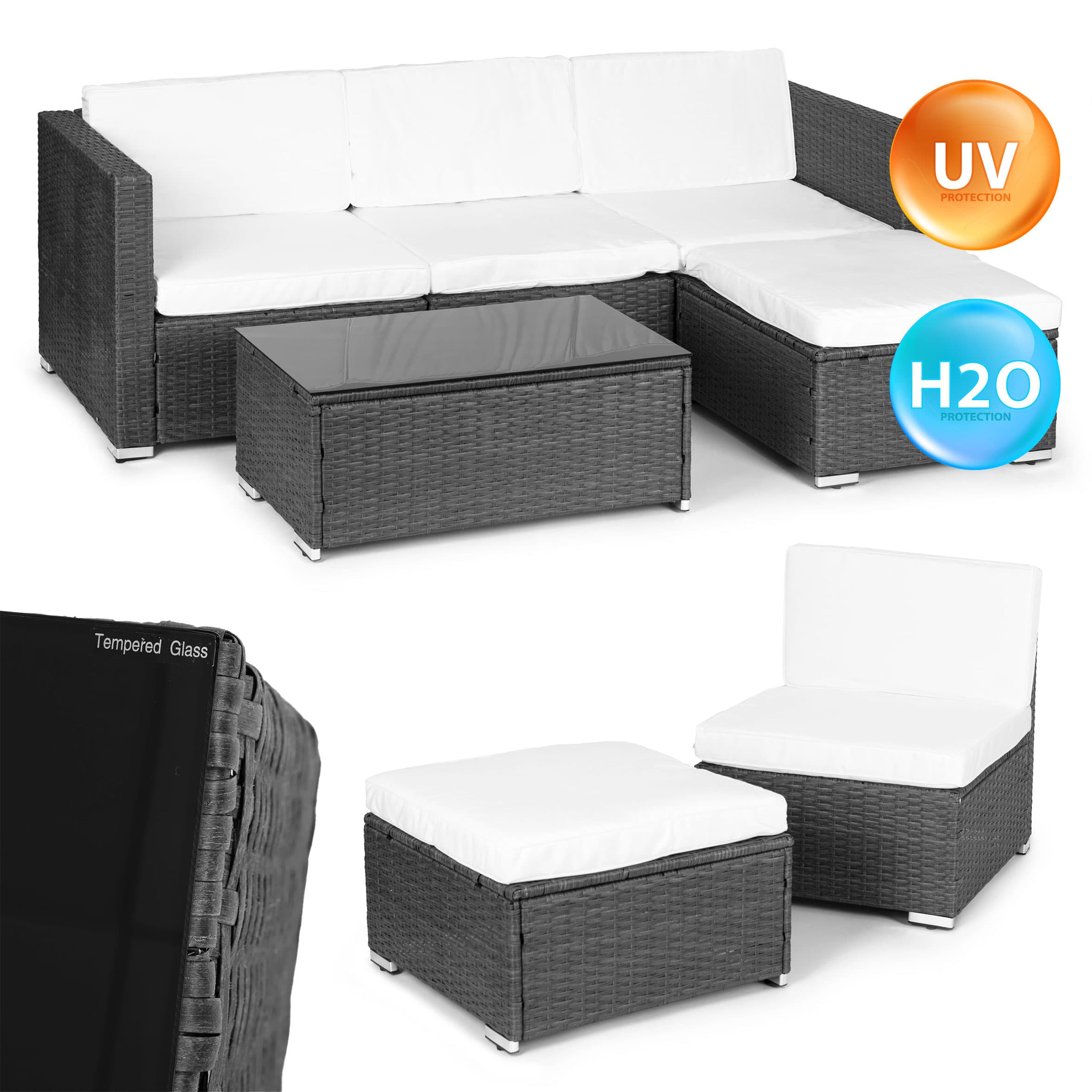 Komplet mebli ogrodowych z technorattanu narożnik modułowy stolik szary MultiGarden