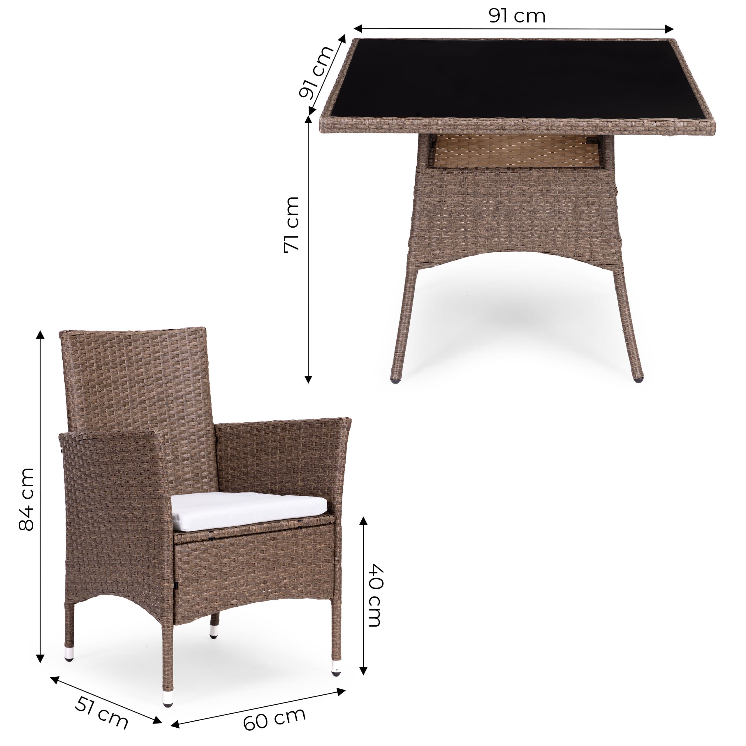 Komplet mebli ogrodowych z technorattanu 4 krzesła + stół MultiGarden