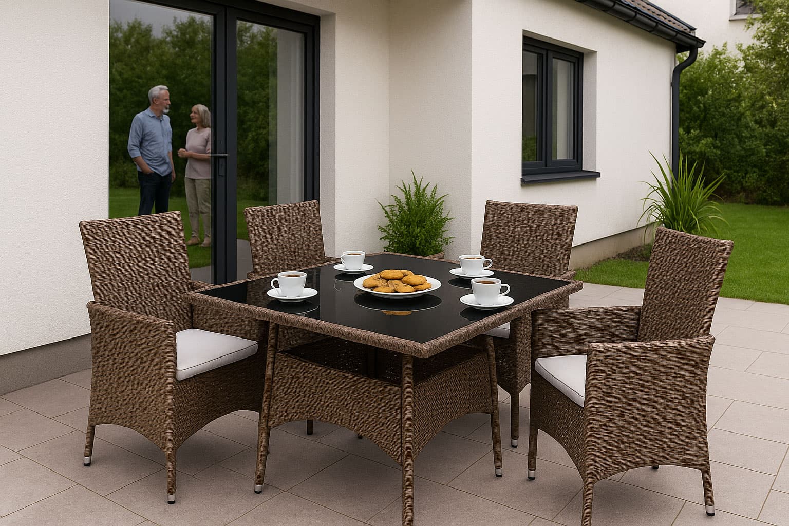 Komplet mebli ogrodowych z technorattanu 4 krzesła + stół MultiGarden