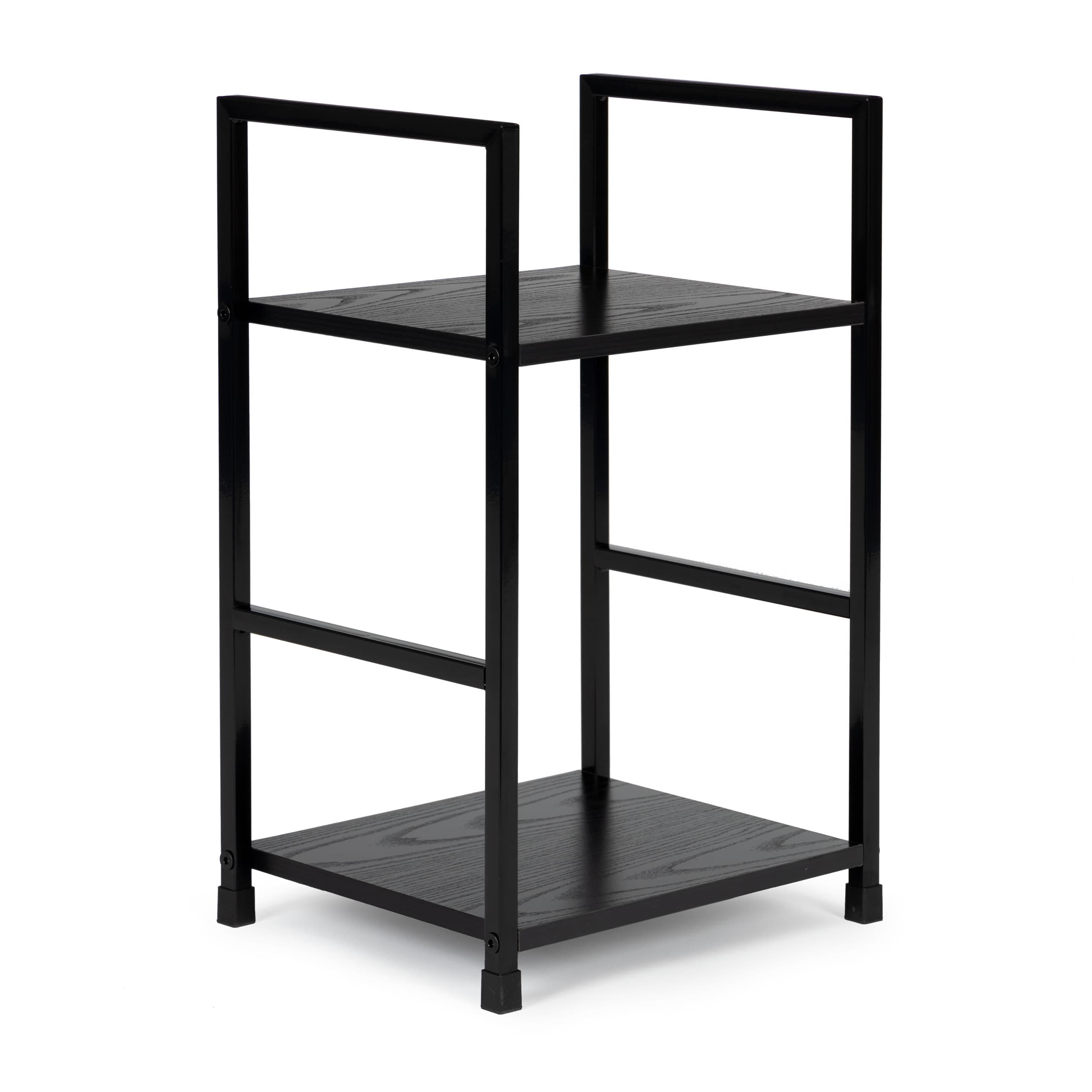 Regał drewniany nowoczesny szafka nocna 2 półki LOFT czarny ModernHome