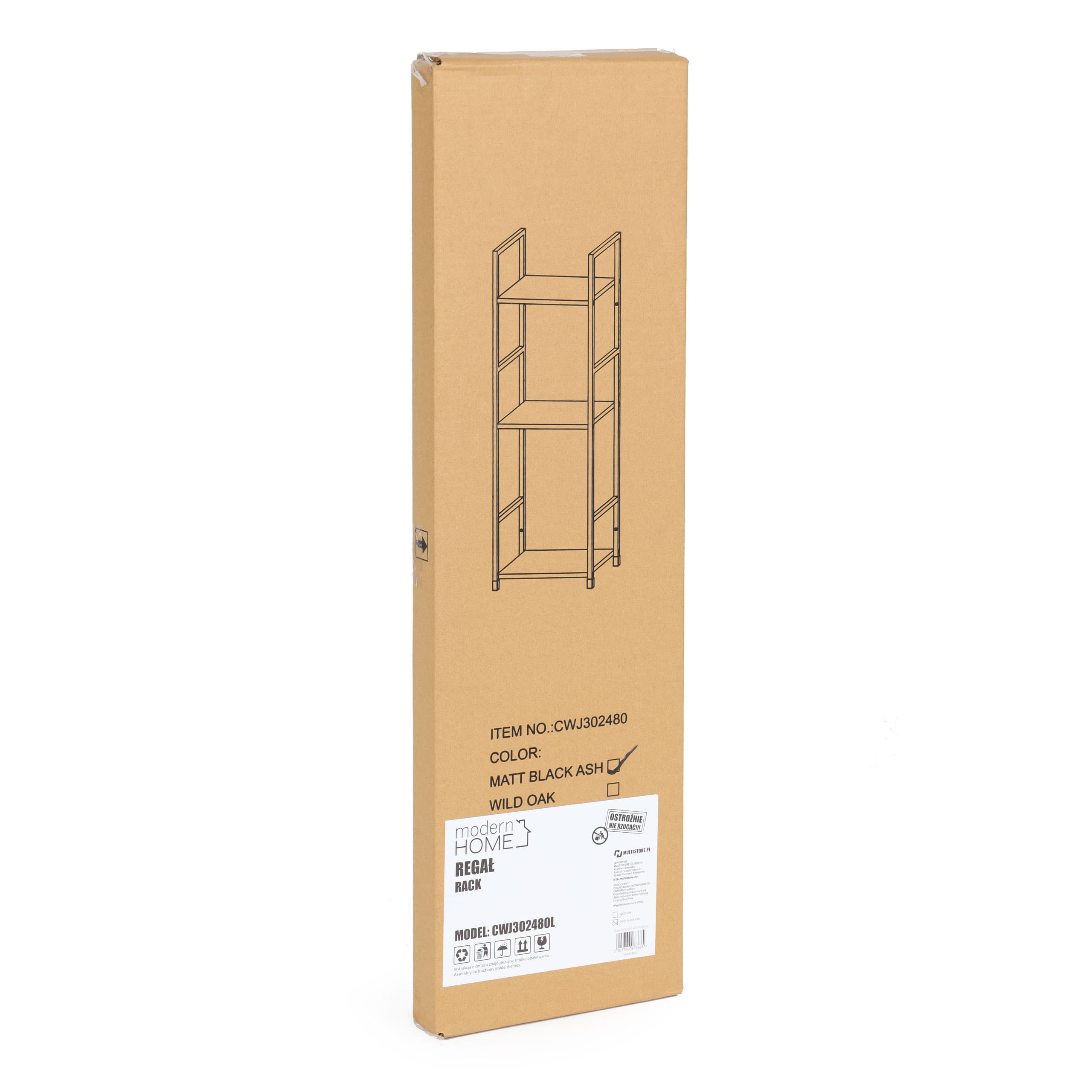 Regał drewniany nowoczesny metalowa rama LOFT 3 półki czarny ModernHome