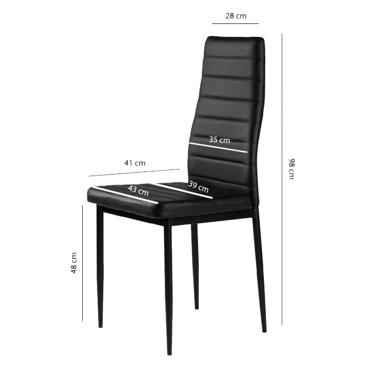 Zestaw krzeseł do jadalni salonu z ekoskóry 4 sztuki wysokie oparcie czarne ModernHome