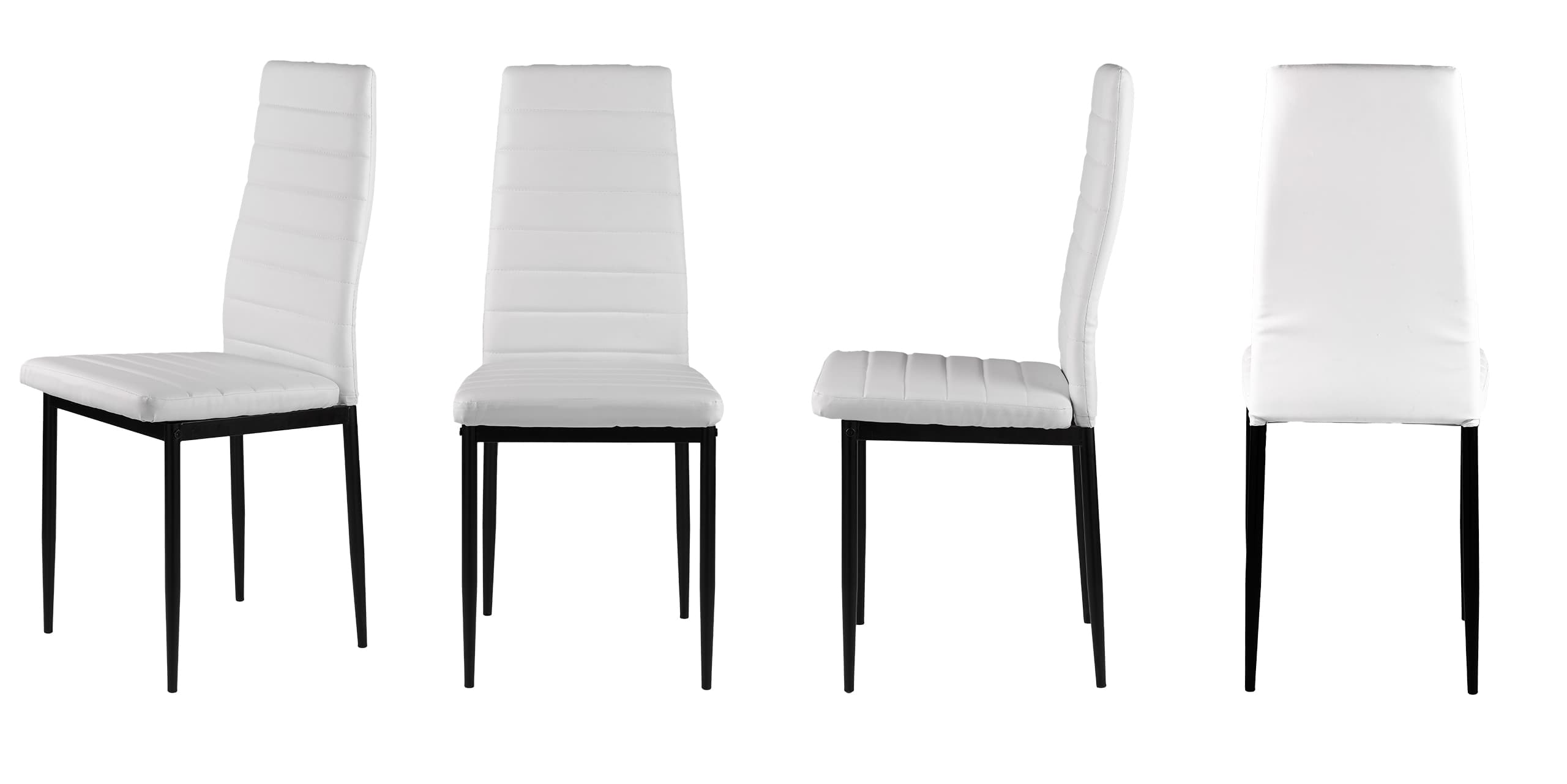 Zestaw krzeseł do jadalni salonu z krzesło ekoskóry 4 sztuki wysokie oparcie białe ModernHome