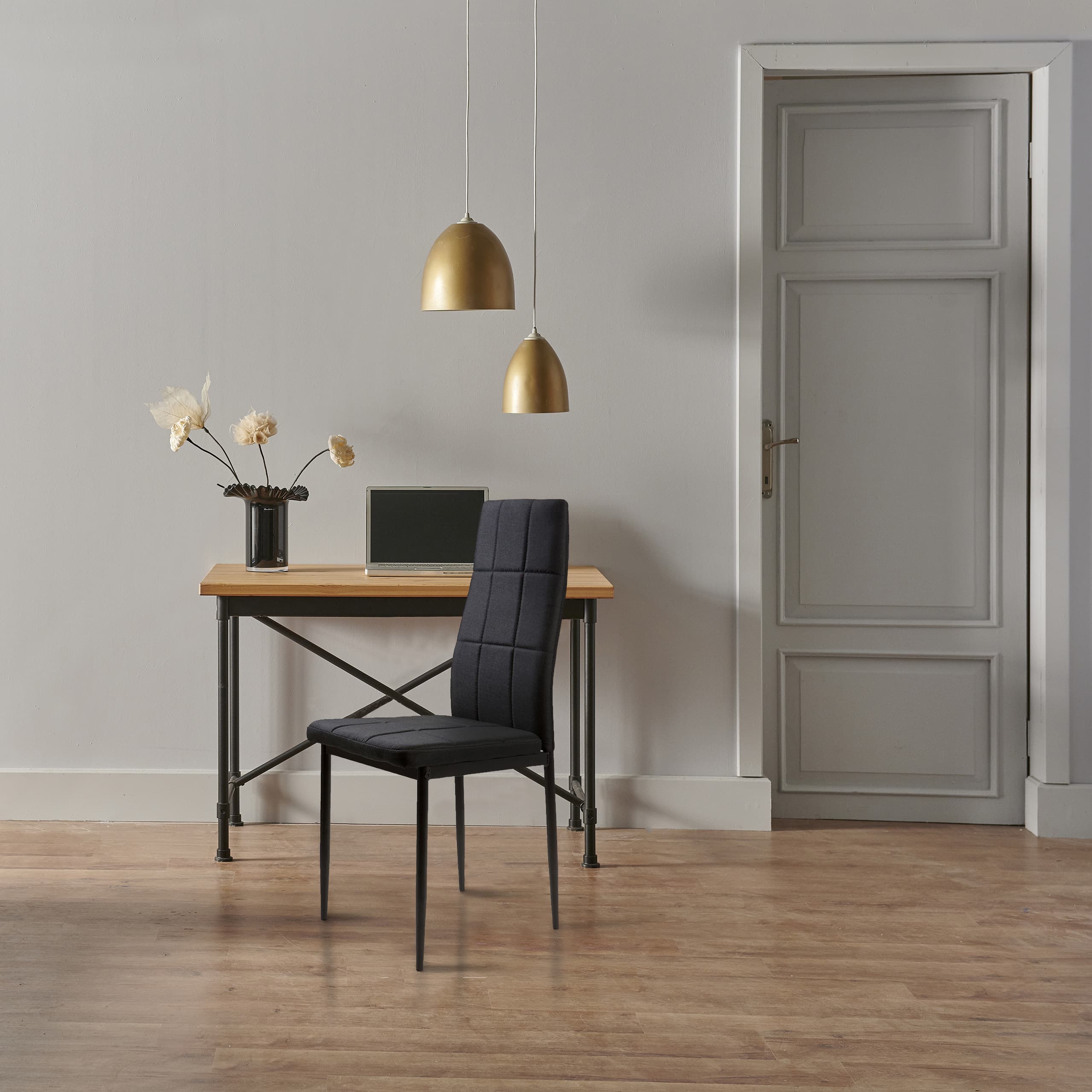 Zestaw krzesła krzesło tapicerowane do jadalni i salonu 4 sztuki czarne ModernHome