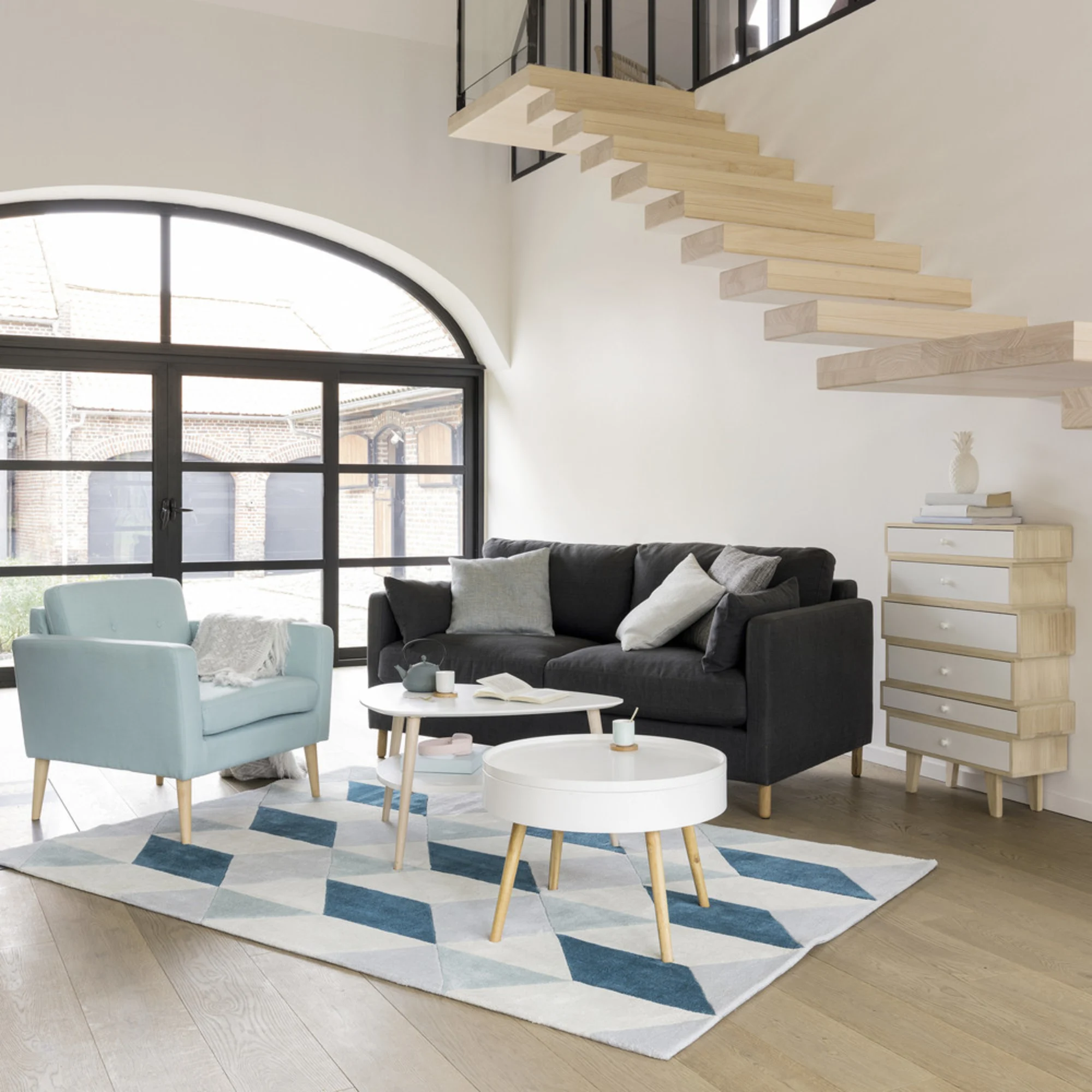 Stolik kawowy okrągły ze schowkiem 60 cm ModernHome