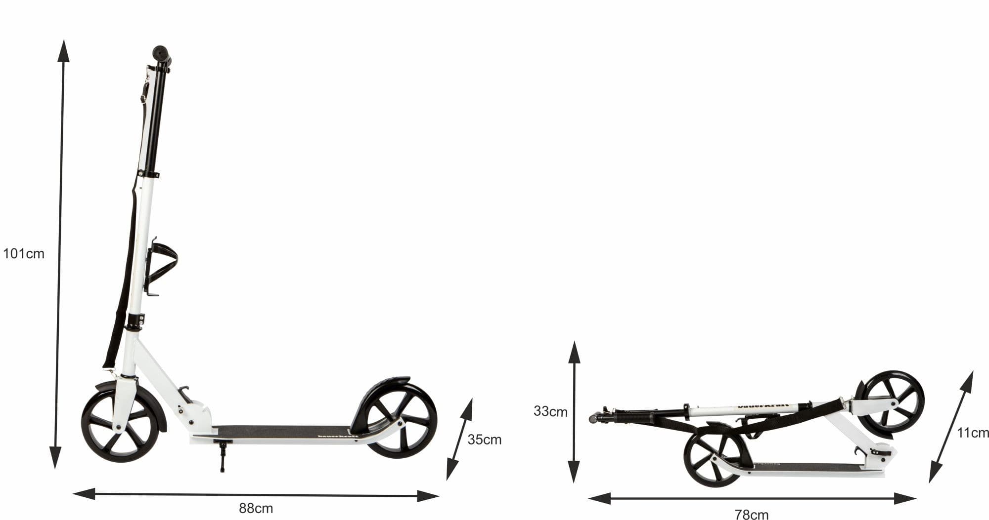 Hulajnoga miejska dla dzieci i młodzieży składana regulacja wysokości 91-101 cm koła 200 mm uchwyt na bidon