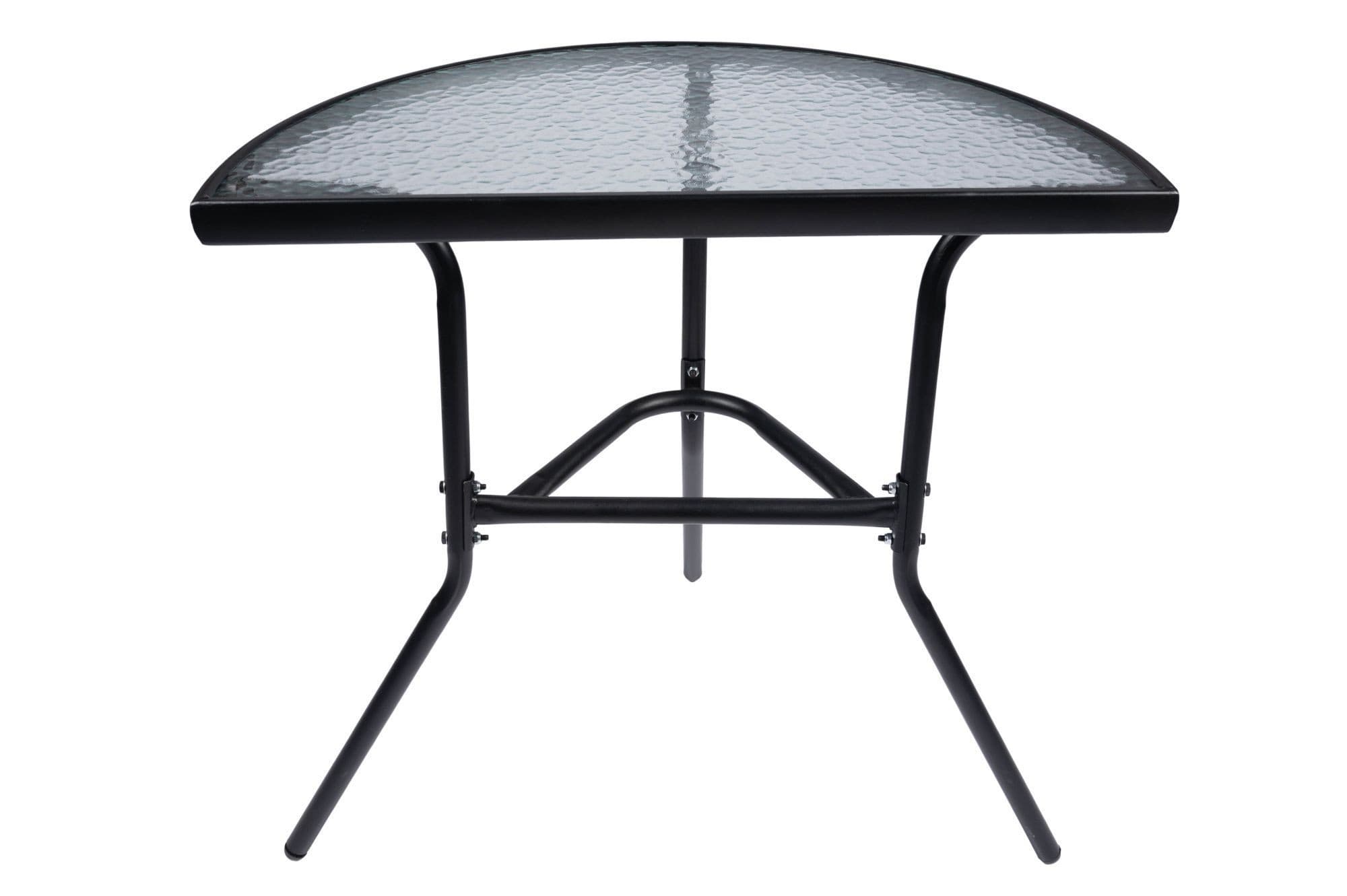 Stolik szklany kawowy na balkon taras patio półokrągły czarny