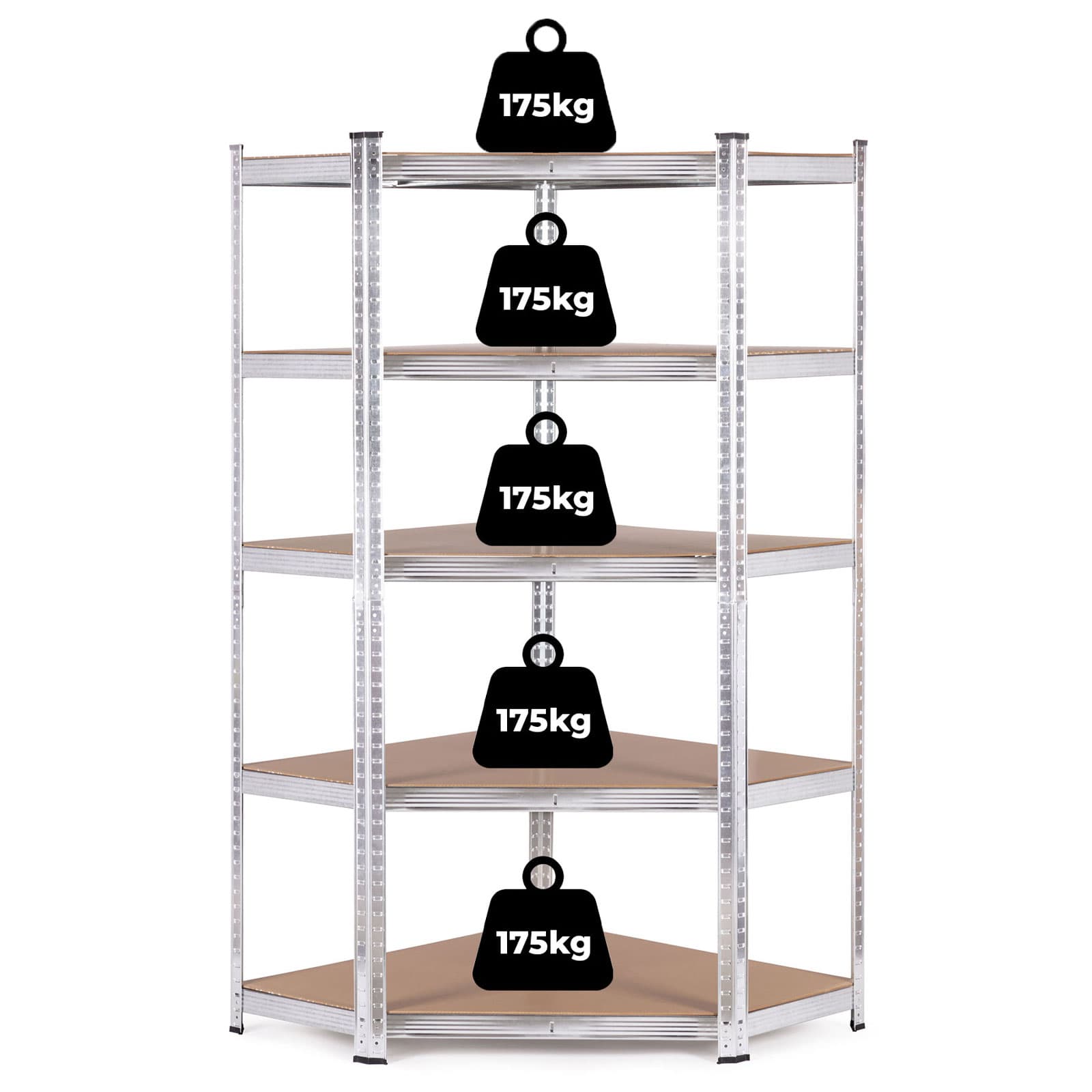Regał magazynowy narożny 180x90x40 cm stal galwanizowana 5 półek 875 kg ModernHome