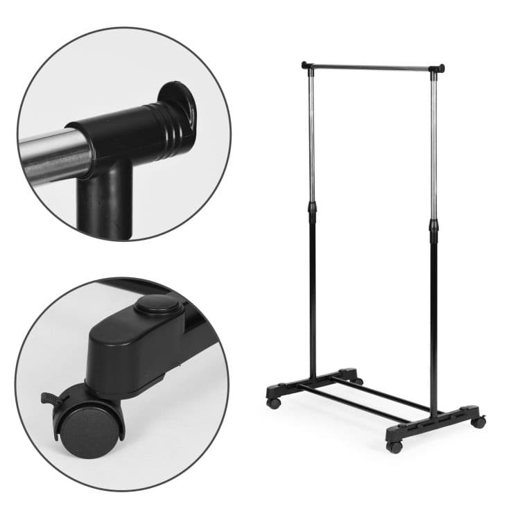 Uniwersalny wieszak stojący na ubrania z regulacją wysokości kółka ModernHome