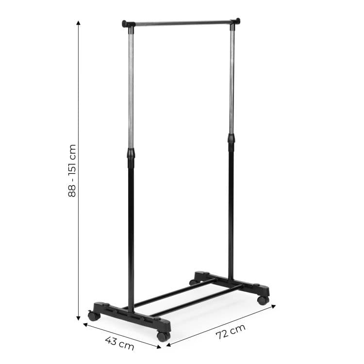 Uniwersalny wieszak stojący na ubrania z regulacją wysokości kółka ModernHome
