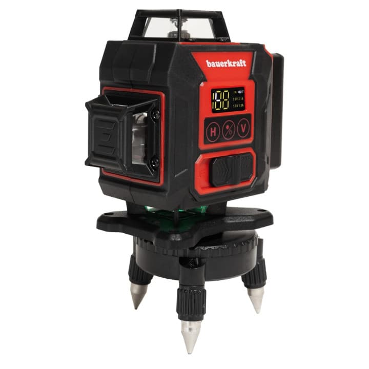 Poziomica laserowa płaszczyznowa zielony laser krzyżowy 360° 4D 16 linii