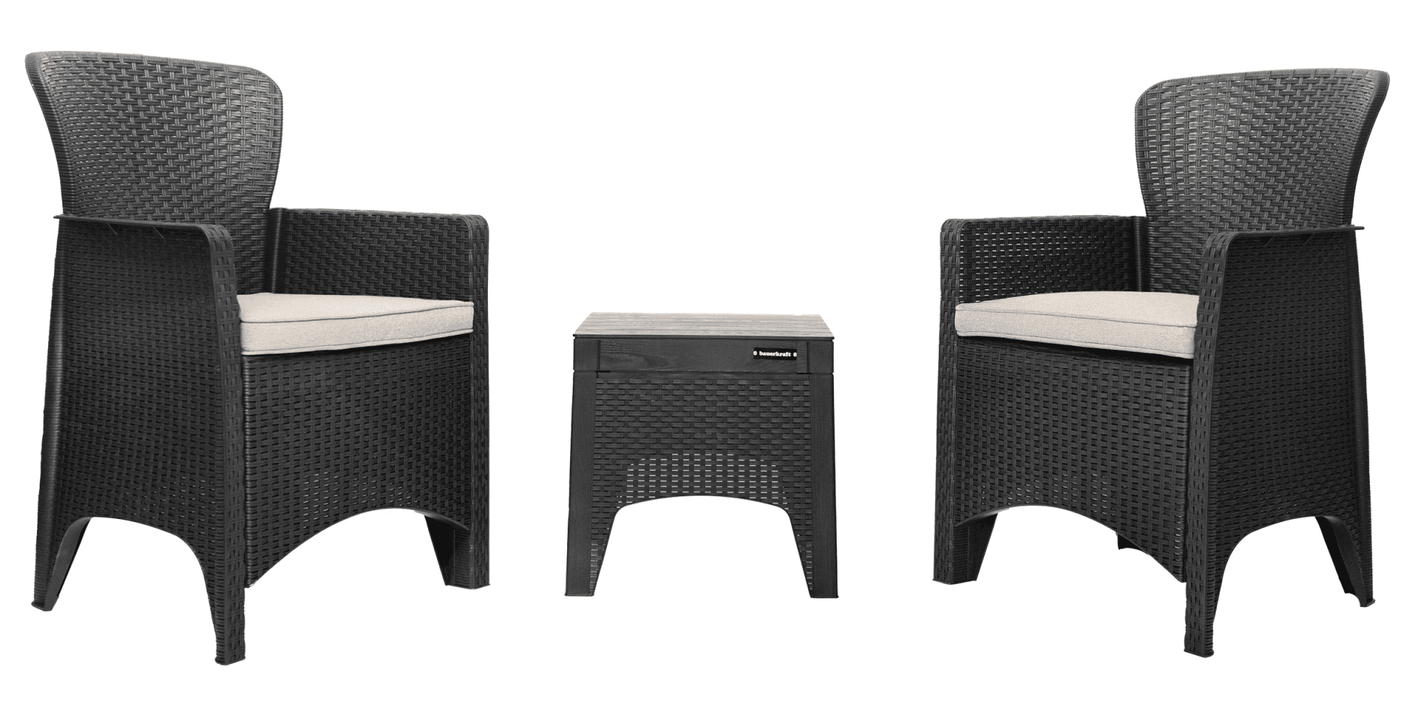 Zestaw mebli ogrodowych na taras balkon 2 fotele + stolik czarne