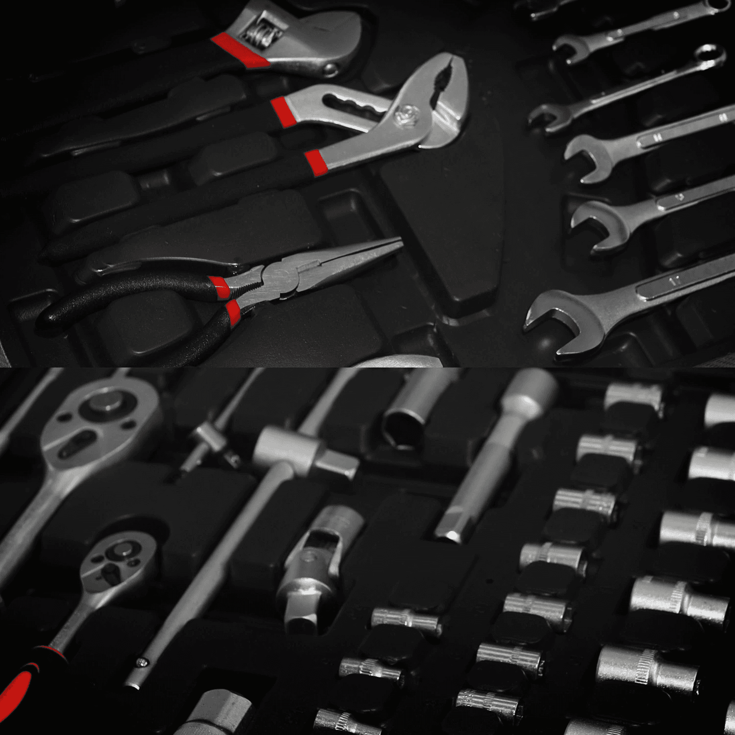 Duży zestaw narzędzi walizka narzędziowa na kółkach 189 elementów klucze wkrętaki bity