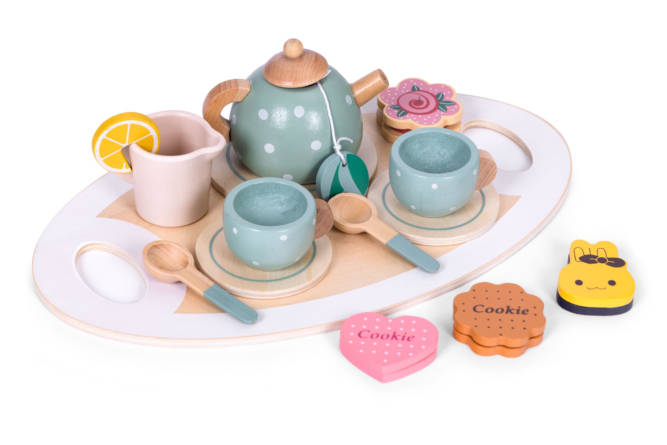 Serwis do herbaty kawy z ciastkami filiżanki dzbanek tacka patera ECOTOYS