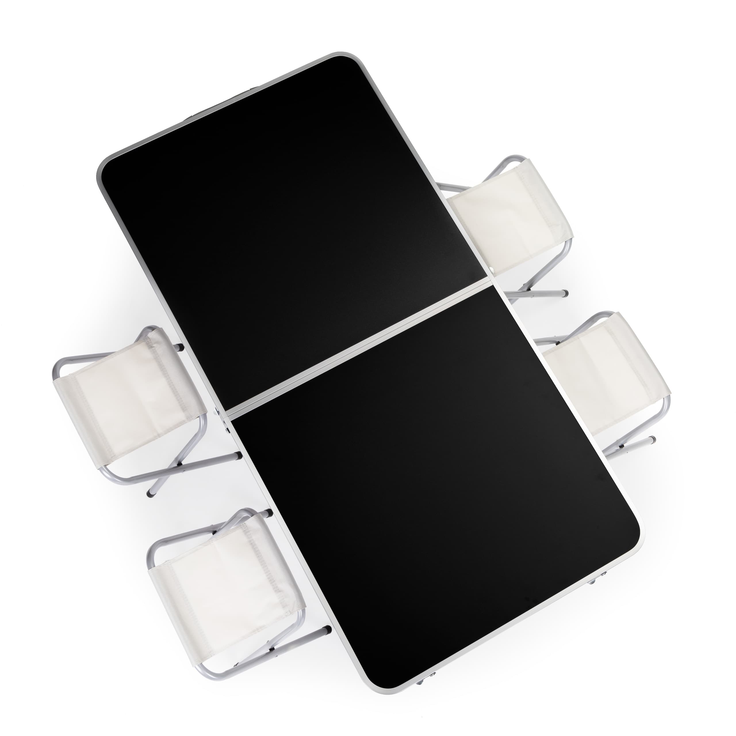 Stolik turystyczny stół składany zestaw 4 krzesła czarny MultiGarden