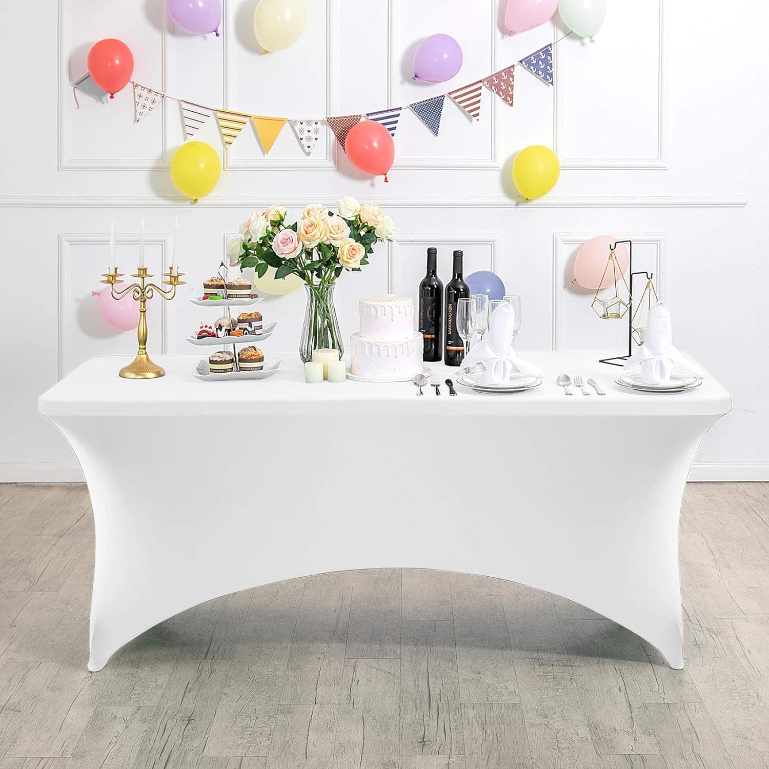 Obrus uniwersalny pokrowiec na stół cateringowy 180 cm 6FT biały elastyczny MultiGarden