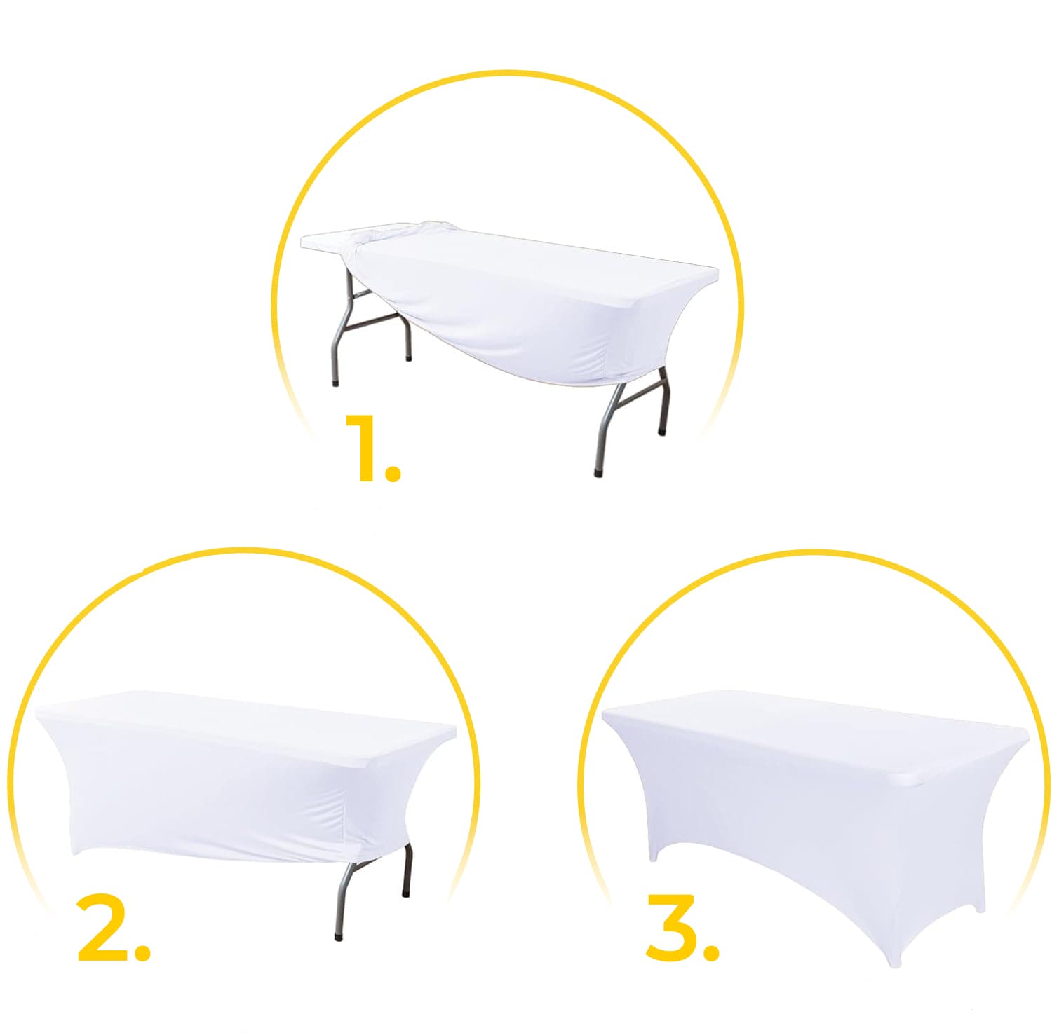 Obrus uniwersalny pokrowiec na stół cateringowy 240 cm 8FT biały elastyczny MultiGarden