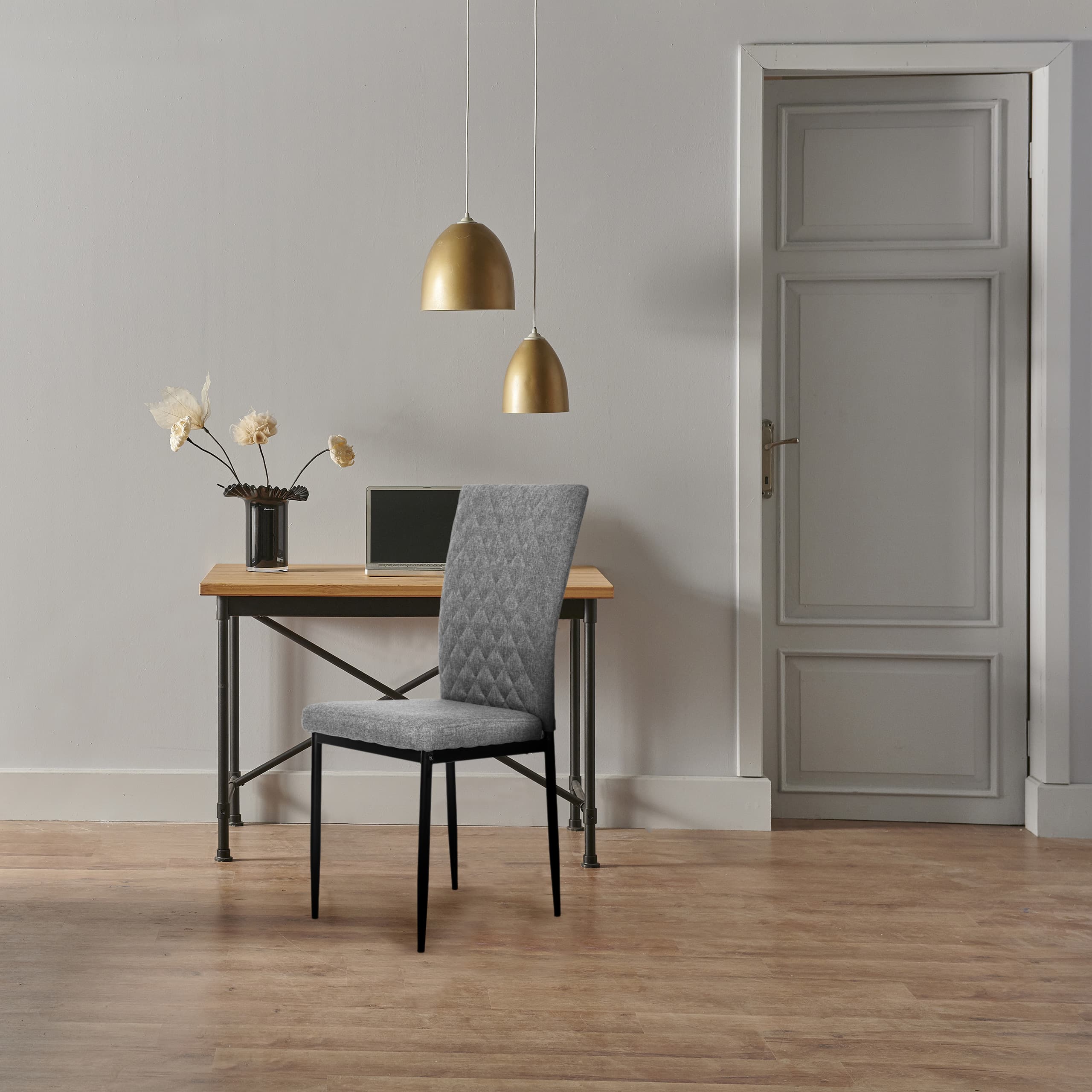 Komplet krzeseł pikowanych krzesło do jadalni i salonu 4 sztuki szare ModernHome