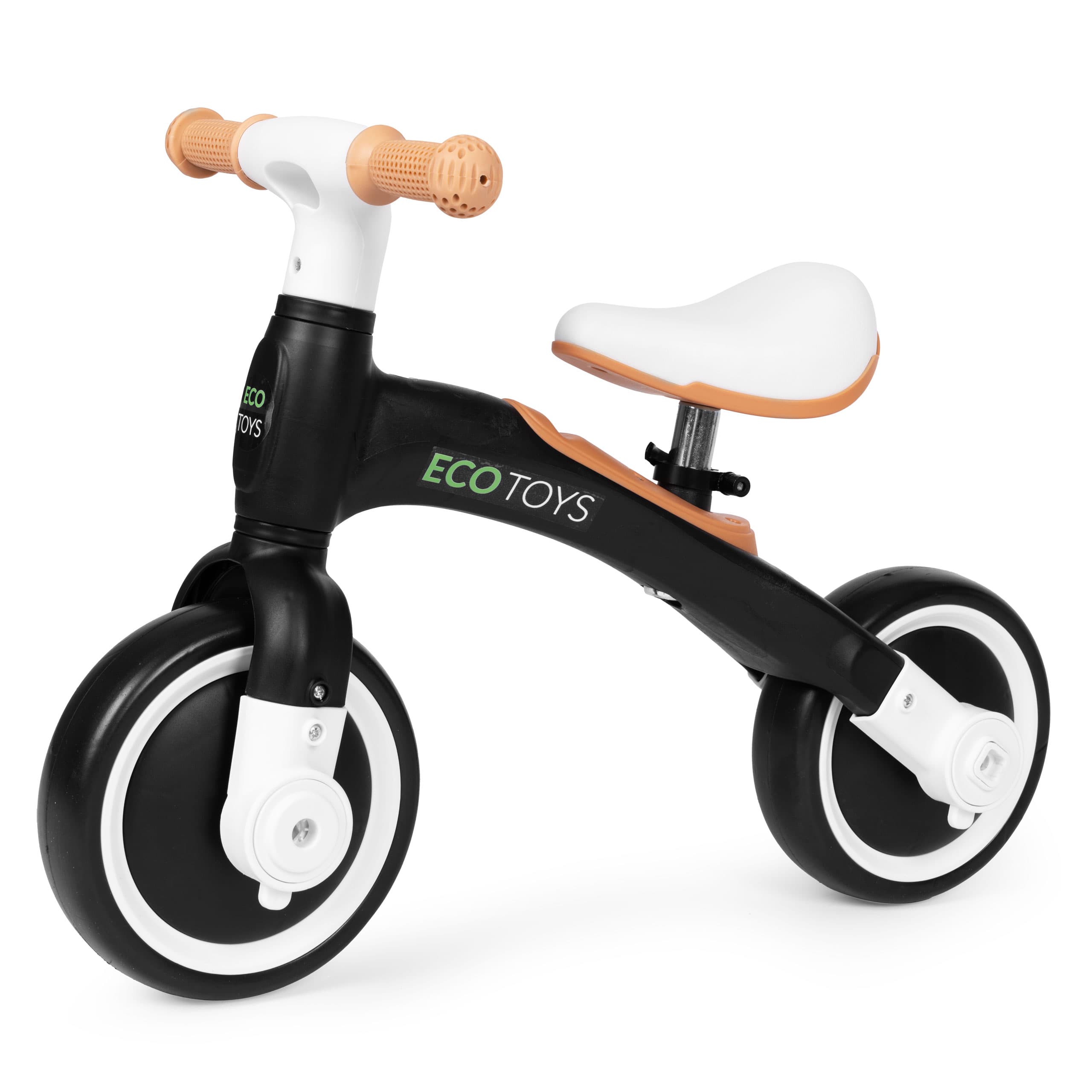 Rowerek biegowy z pedałami - treningowy kółka boczne 3w1 czarny ECOTOYS