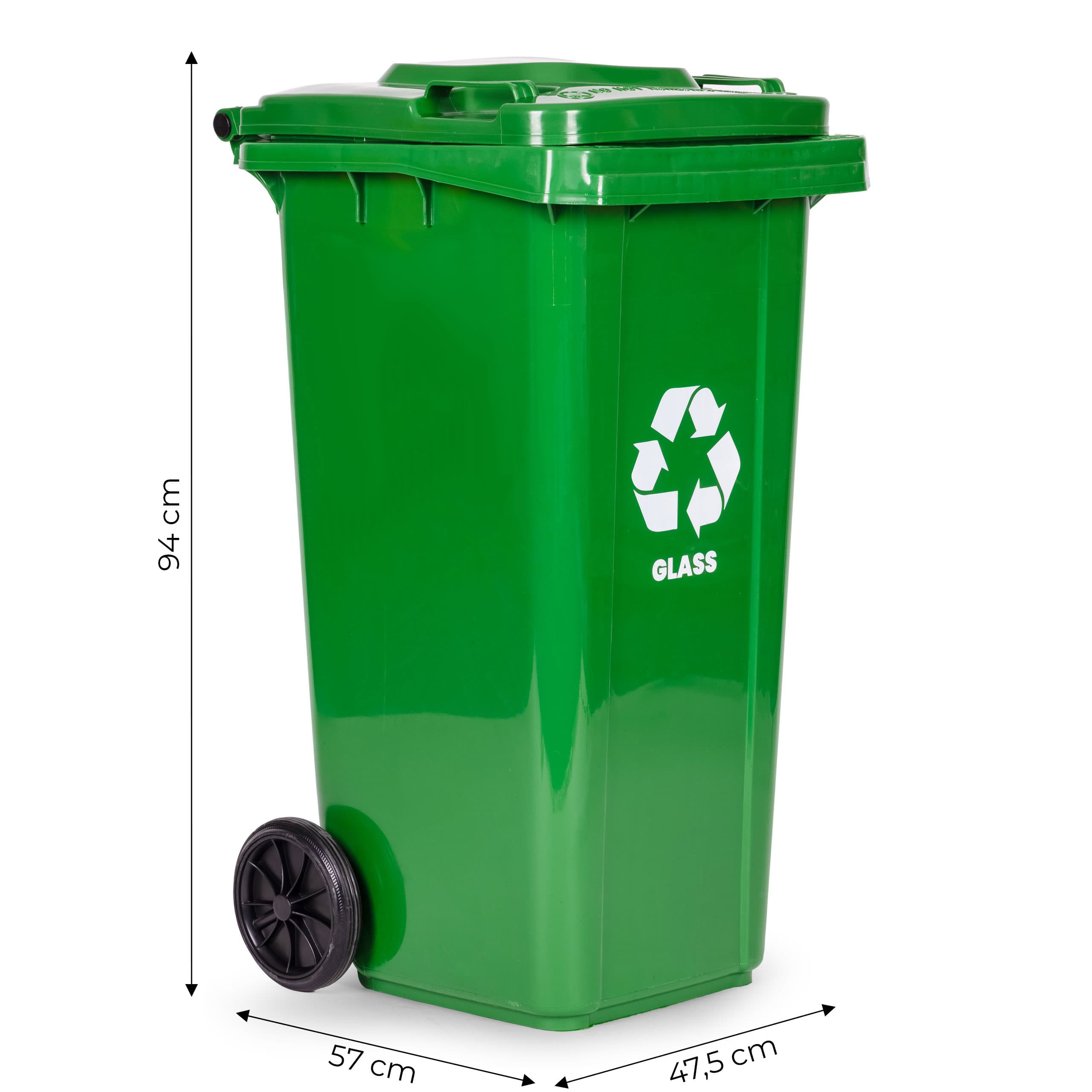 Zestaw 4 koszy na śmieci pojemniki 4x120L niebieski zielony żółty czarny makulatura szkło plastik odpady zmieszane gumowe koła