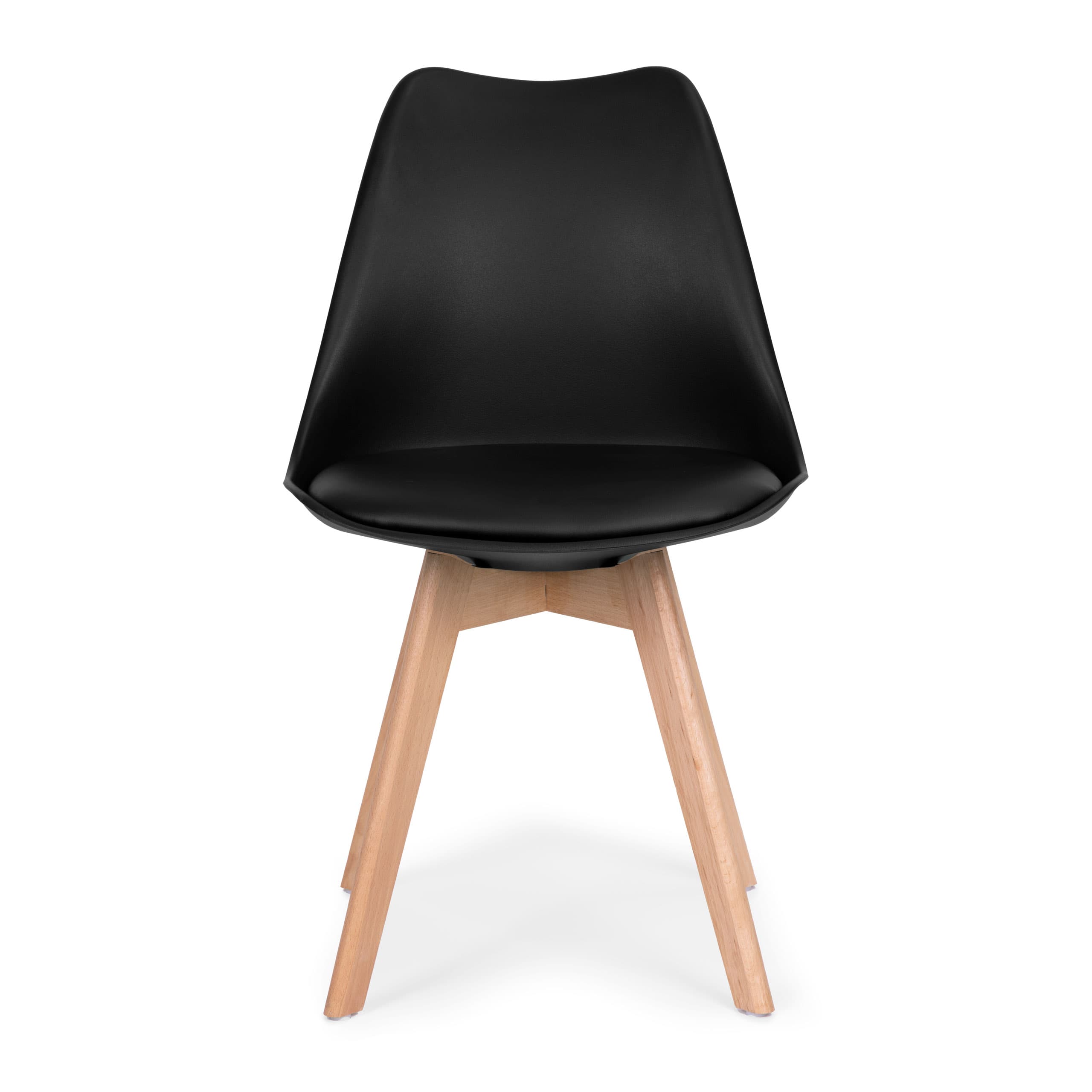 Komplet 4 krzeseł do salonu jadalni z poduszką ekoskóra czarne ModernHome