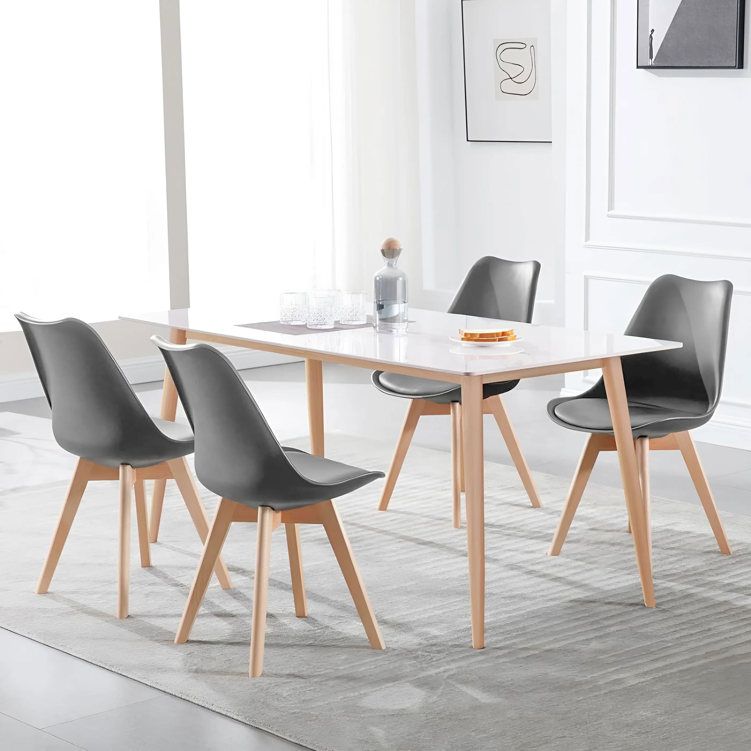 Zestaw 4 krzeseł krzesło do salonu jadalni z poduszką szare ModernHome