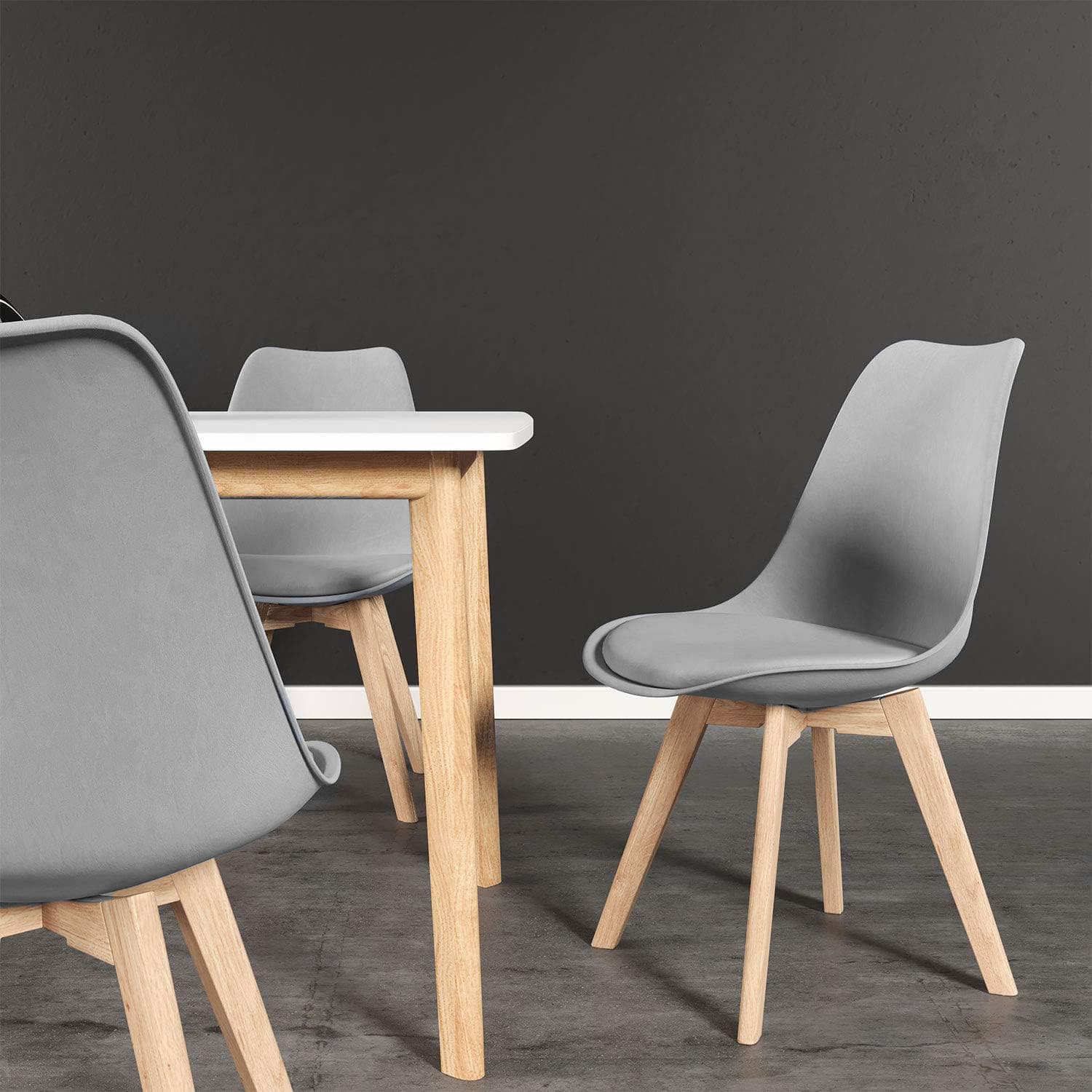 Zestaw 4 krzeseł krzesło do salonu jadalni z poduszką szare ModernHome