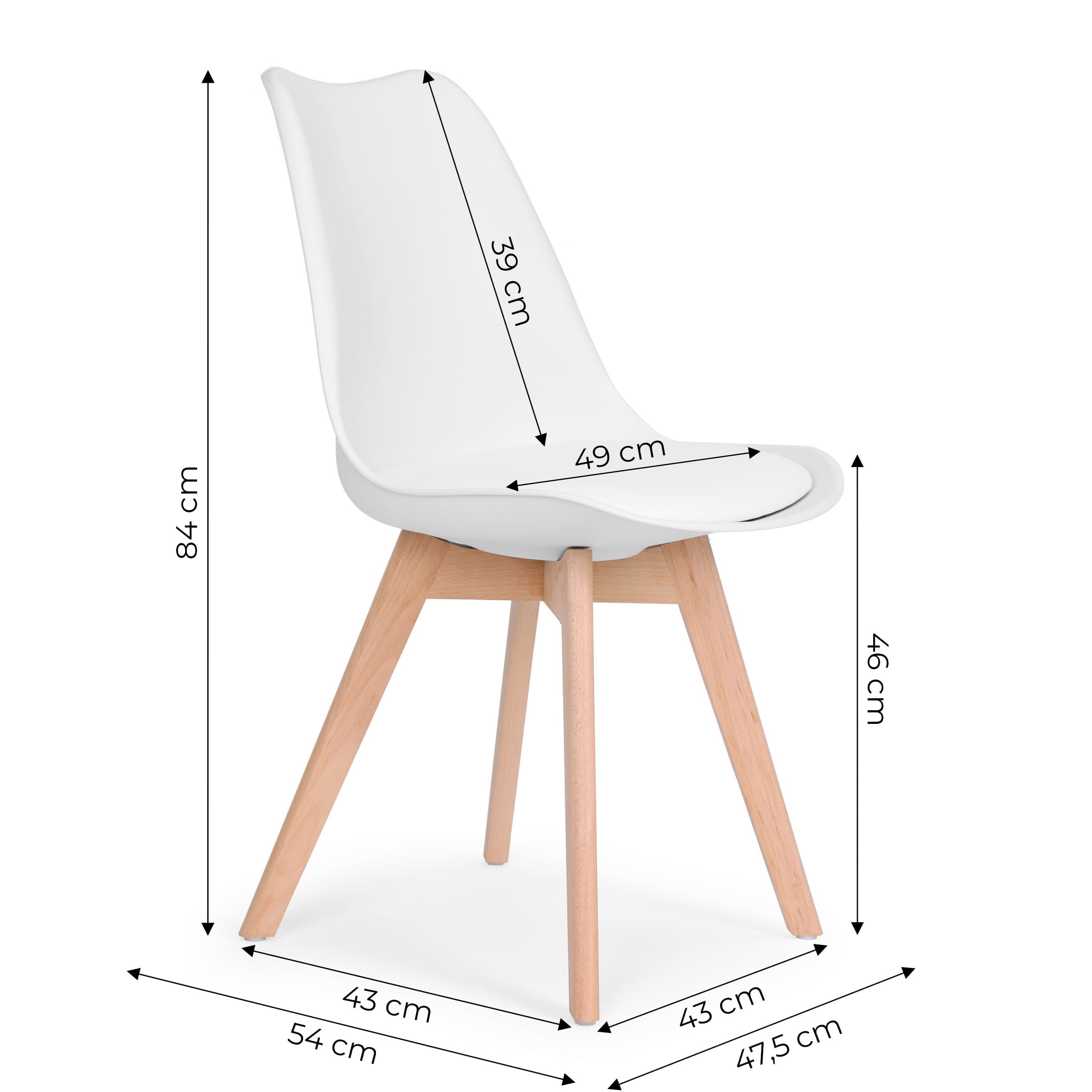 Zestaw 4 krzeseł krzesło do salonu jadalni z poduszką białe ModernHome