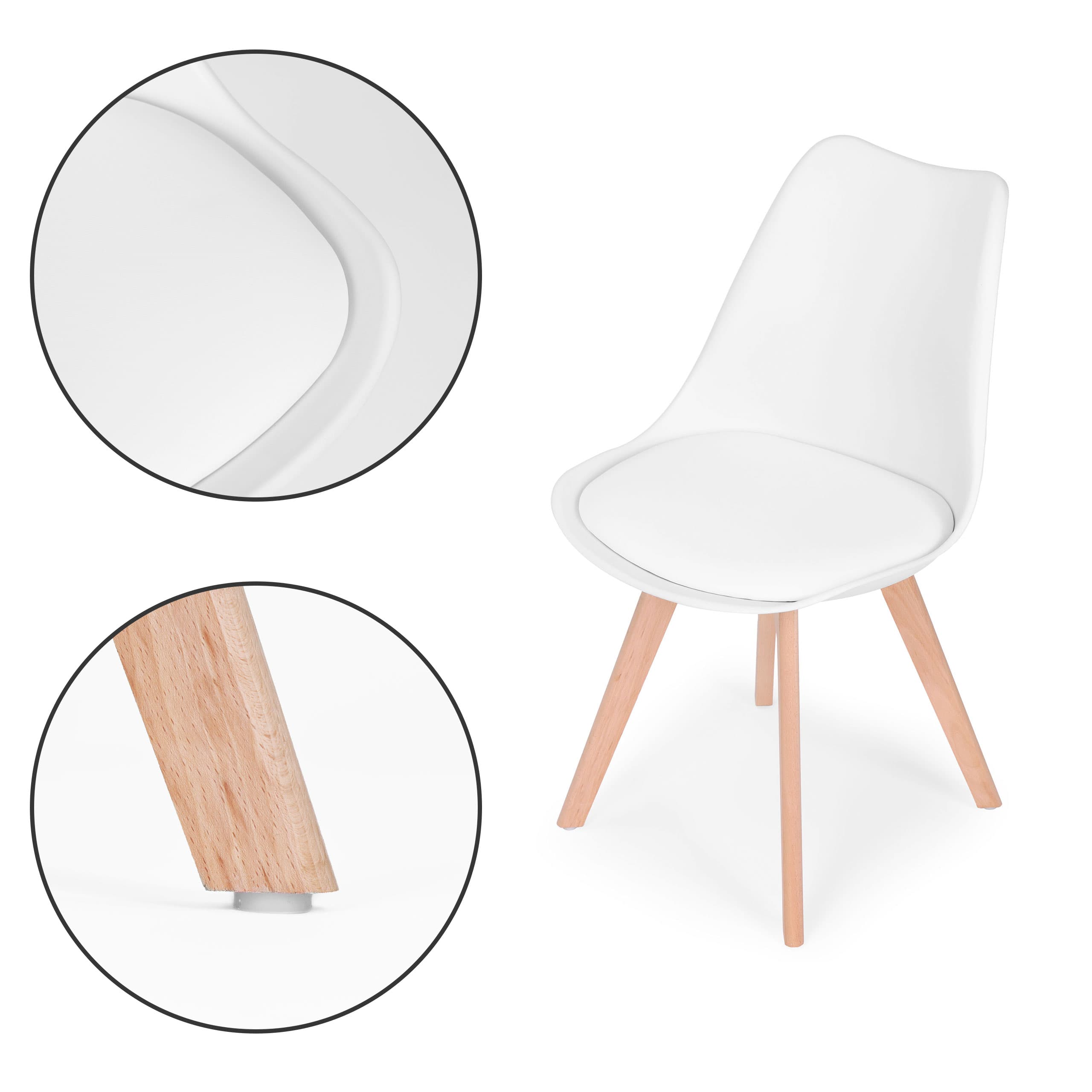 Zestaw 4 krzeseł krzesło do salonu jadalni z poduszką białe ModernHome