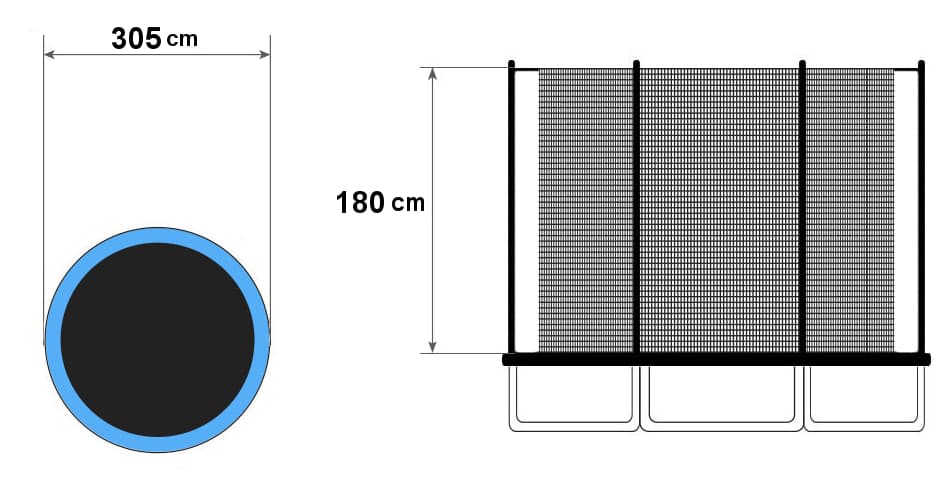 Siatka ochronna wewnętrzna na trampolinę 10 ft 6 słupków 305 cm