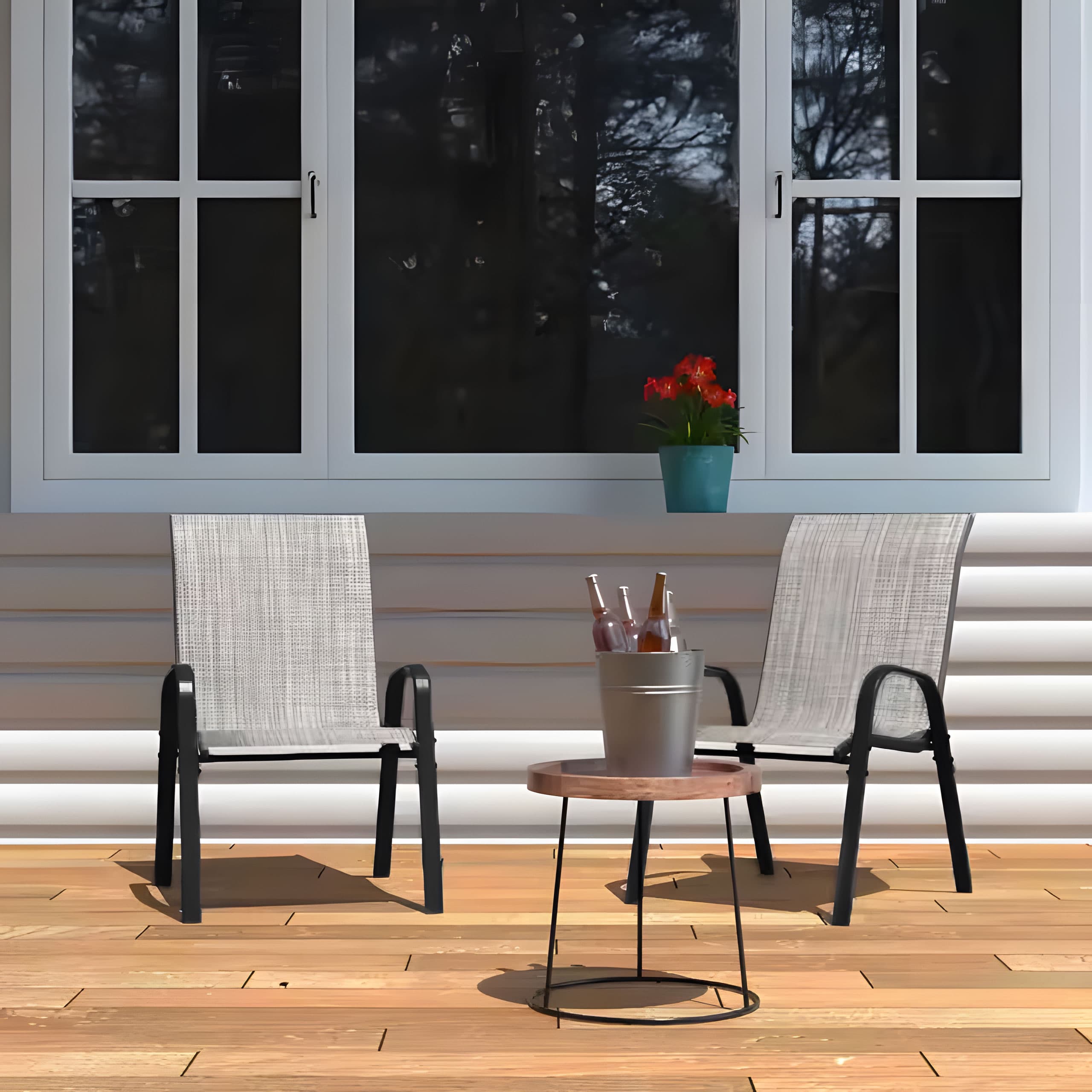 Zestaw komplet 2 krzeseł ogrodowych na taras balkon jasny szary MultiGarden