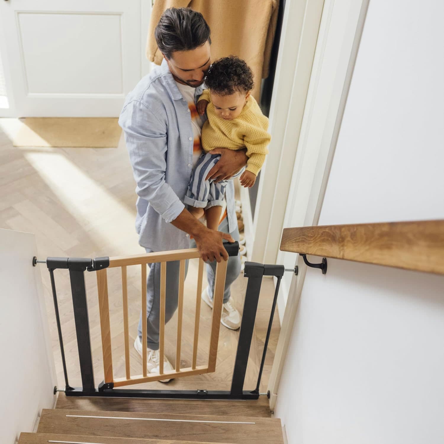 Bramka barierka zabezpieczająca 74-80 cm na schody i drzwi metal drewno ECOTOYS