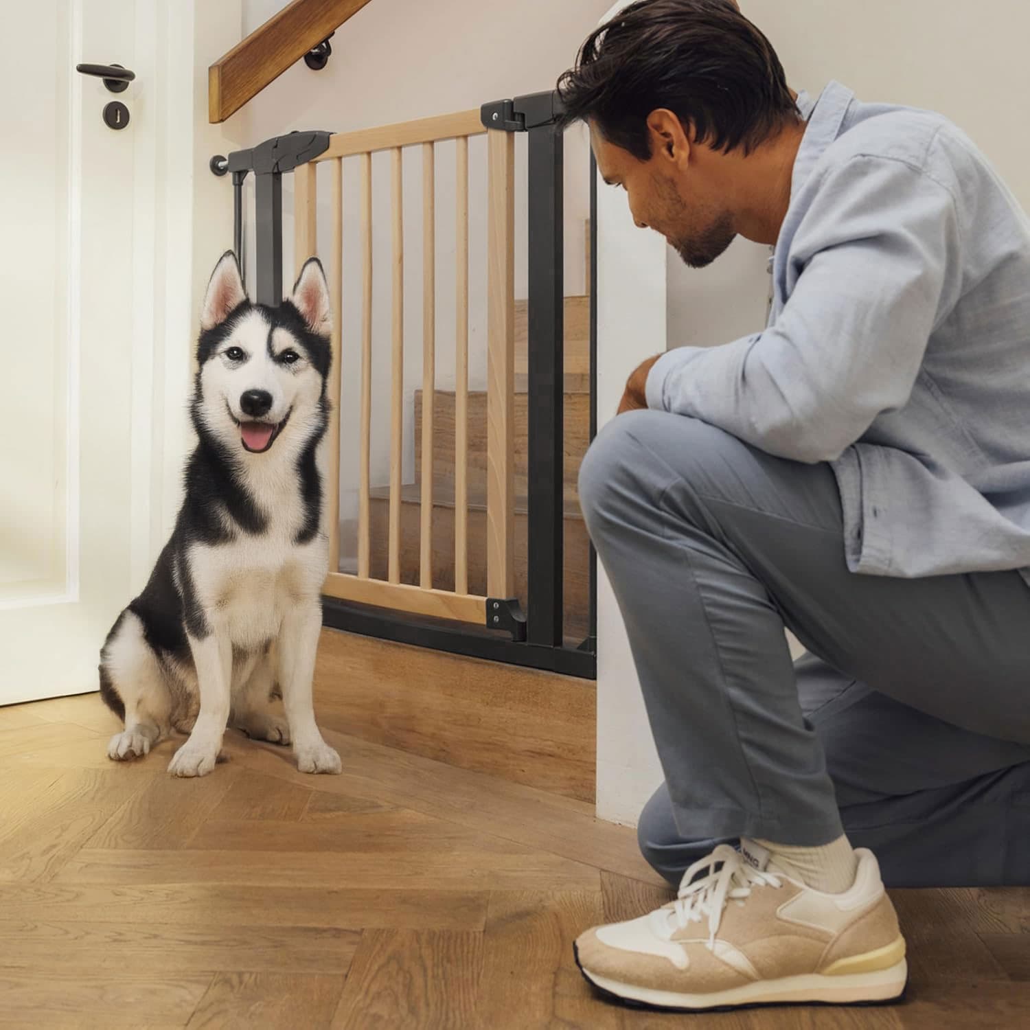 Bramka barierka zabezpieczająca 74-80 cm na schody i drzwi metal drewno ECOTOYS