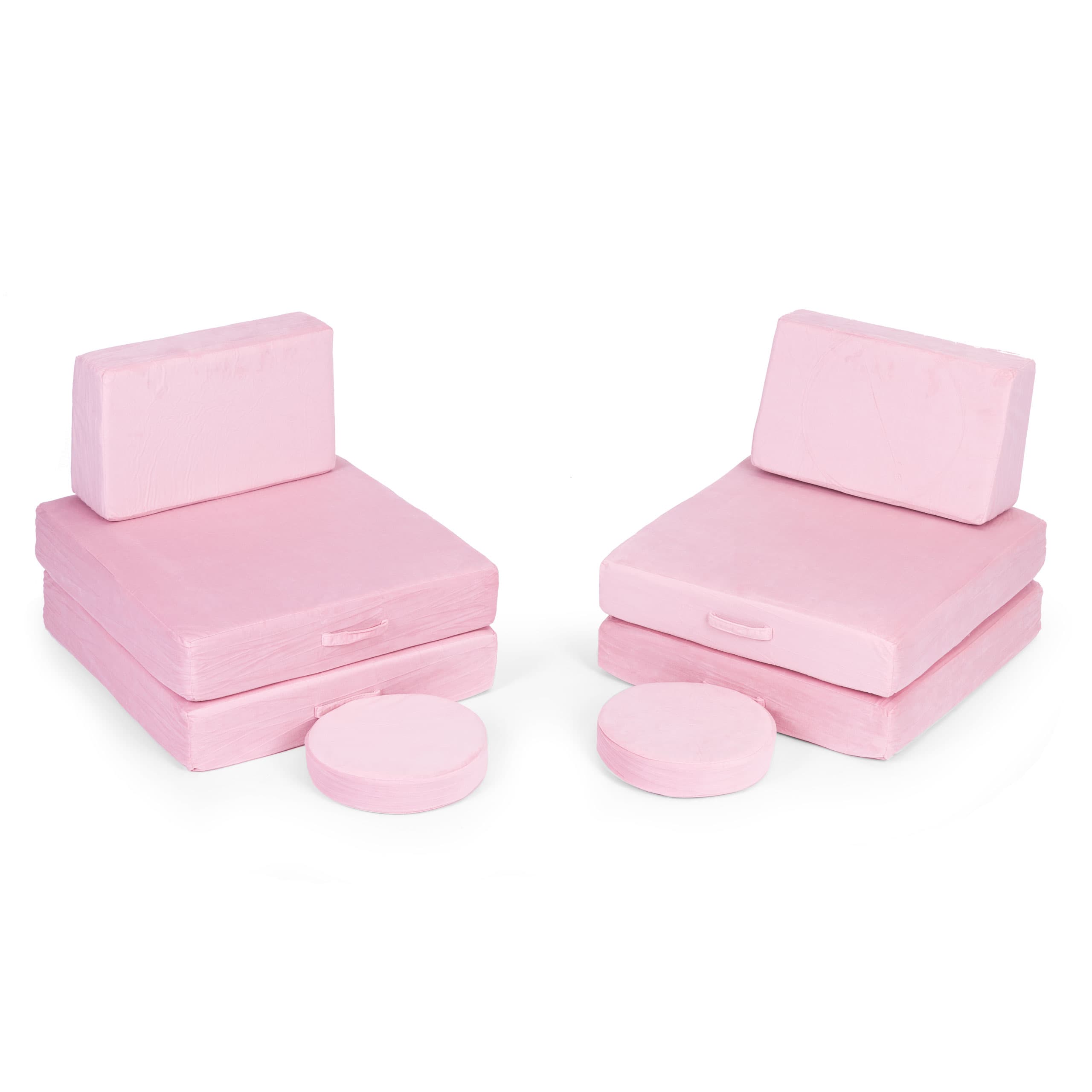 Sofa modułowa duża składana dla dzieci DIY 8 miękkich poduch - różowa ECOTOYS