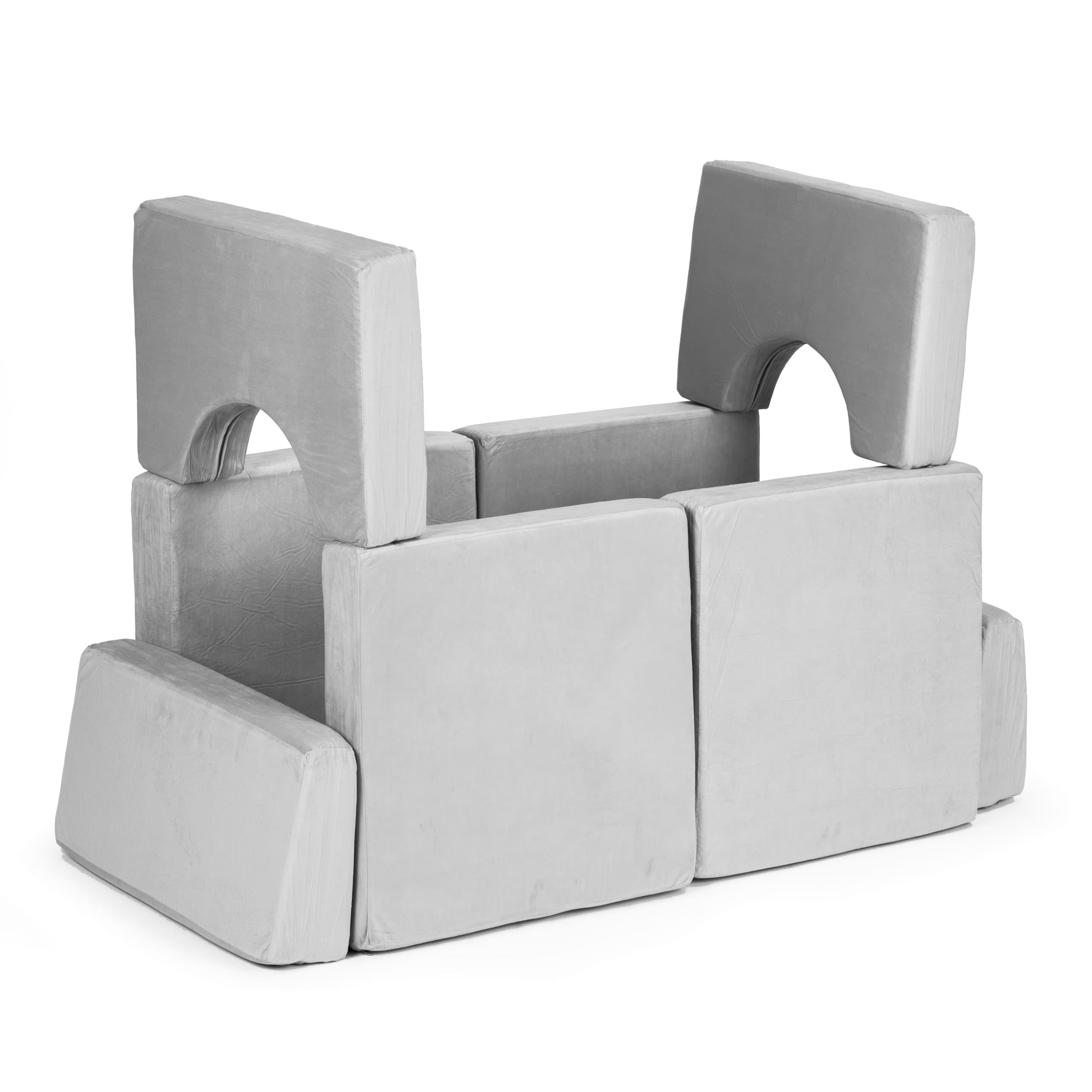 Sofa składana modułowa dla dzieci duża 2-osobowa DIY 10 miękkich poduch - szara ECOTOYS