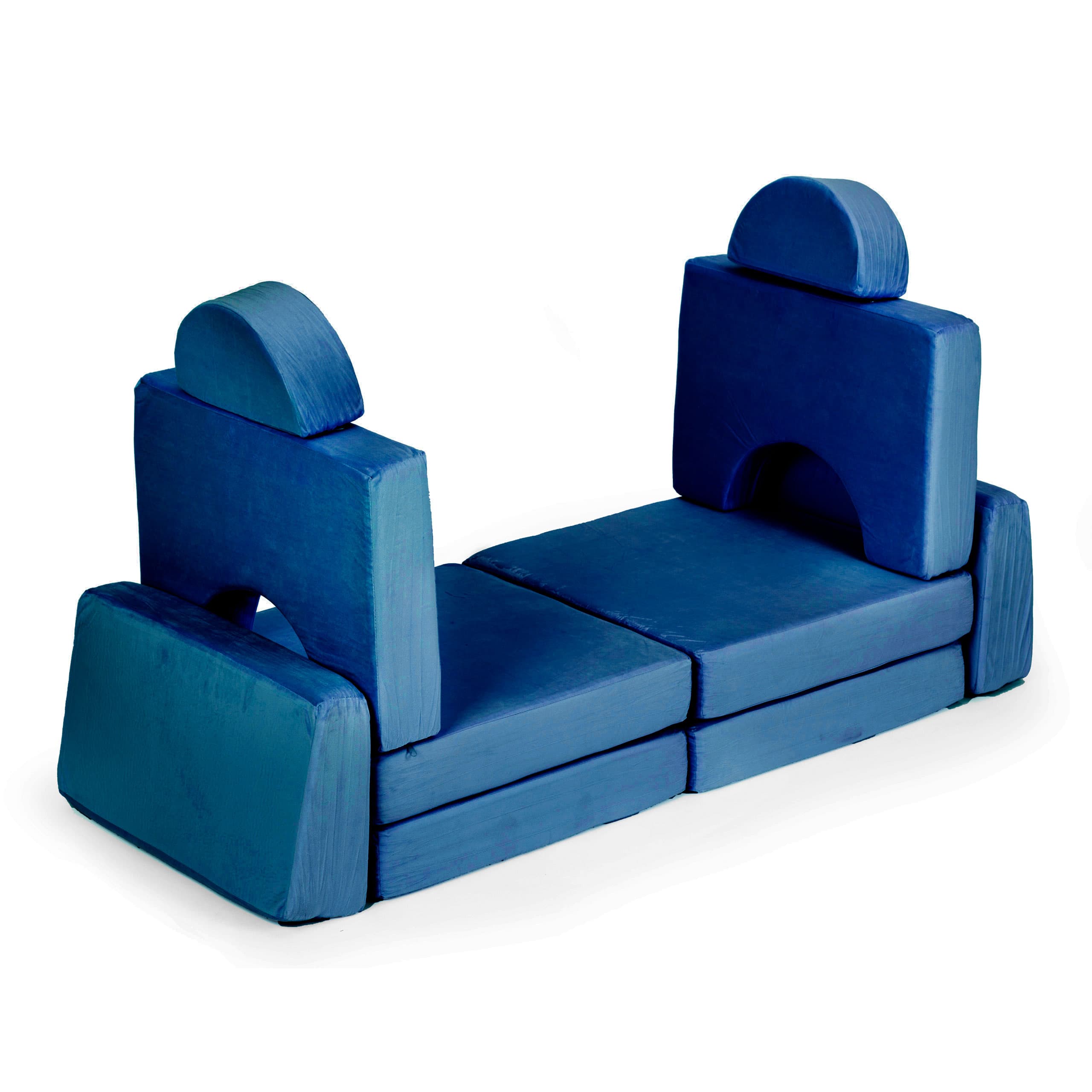 Sofa składana modułowa dla dzieci duża 2-osobowa DIY 10 miękkich poduch - niebieska ECOTOYS